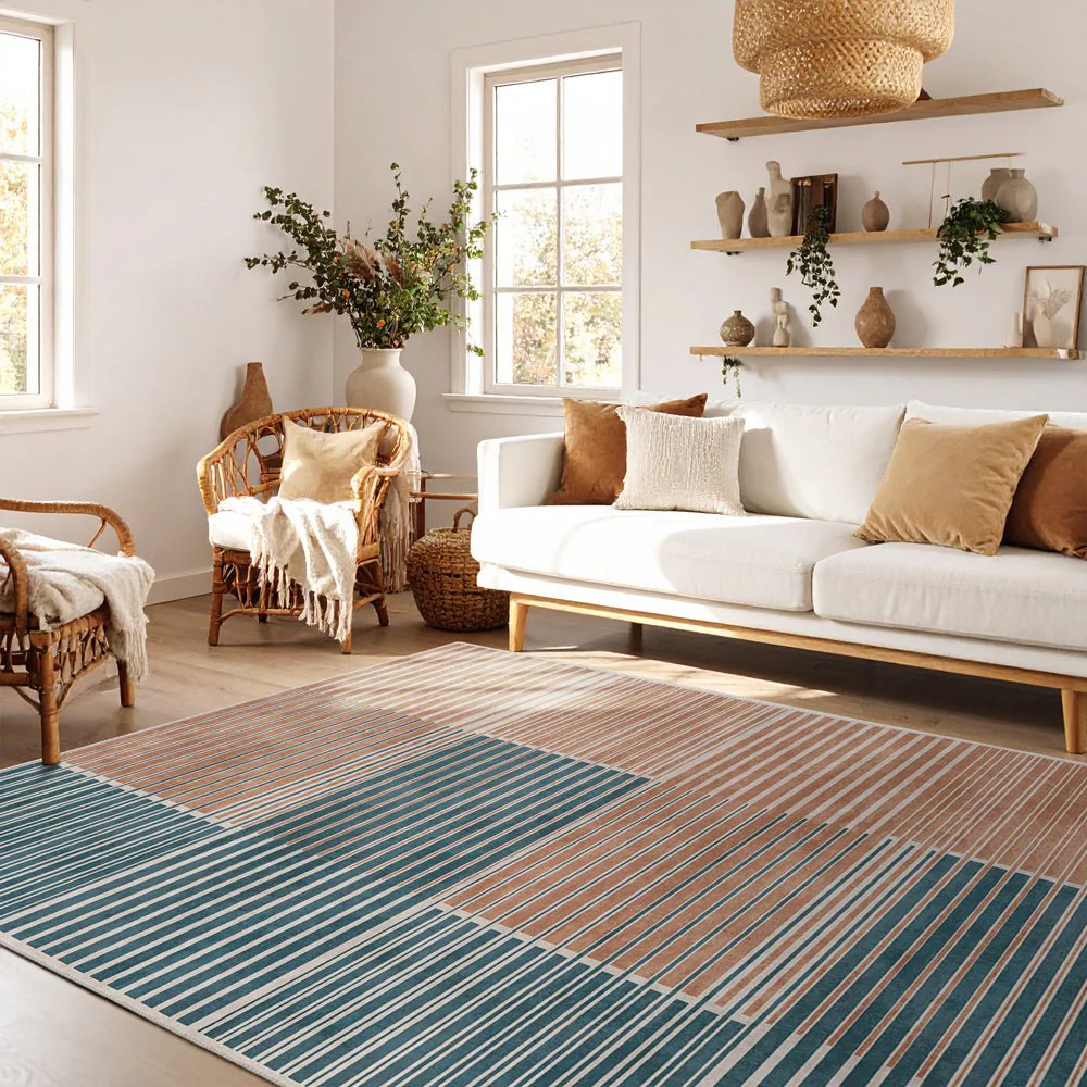 Modern Grey And Brown Machine Washable Cotton Area Rug - Image 4