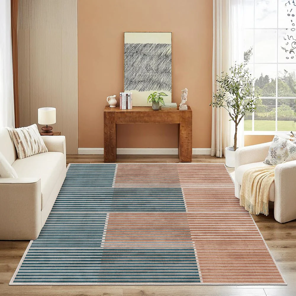 Modern Grey And Brown Machine Washable Cotton Area Rug - Image 5