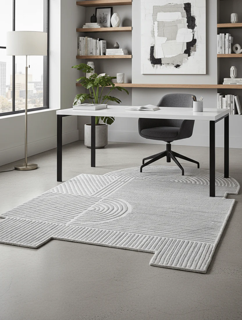 Modern Grey Lines Hand Tufted 5x7 Wool Area Rug - Image 2
