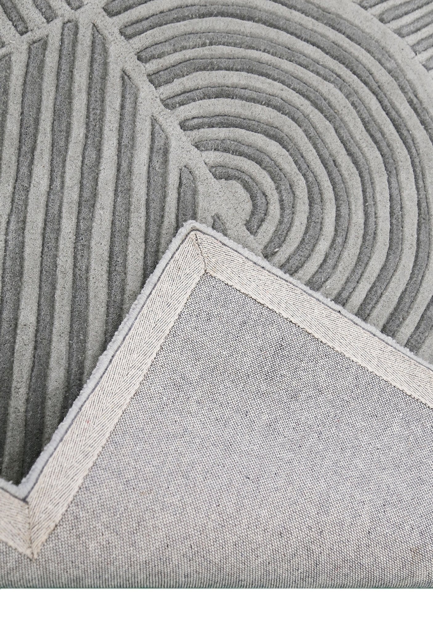 Modern Grey Lines Hand Tufted 5x7 Wool Area Rug - Image 3