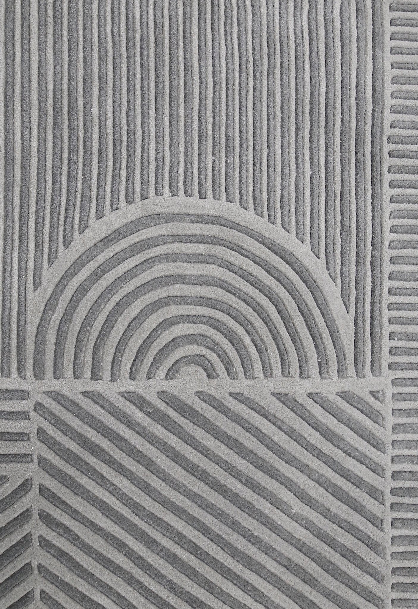 Modern Grey Lines Hand Tufted 5x7 Wool Area Rug - Image 7