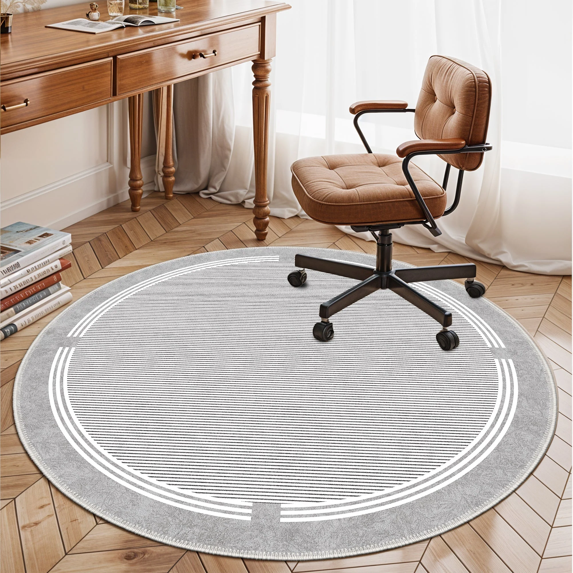 Modern Grey Machine Washable Cotton Area Rug - Image 2