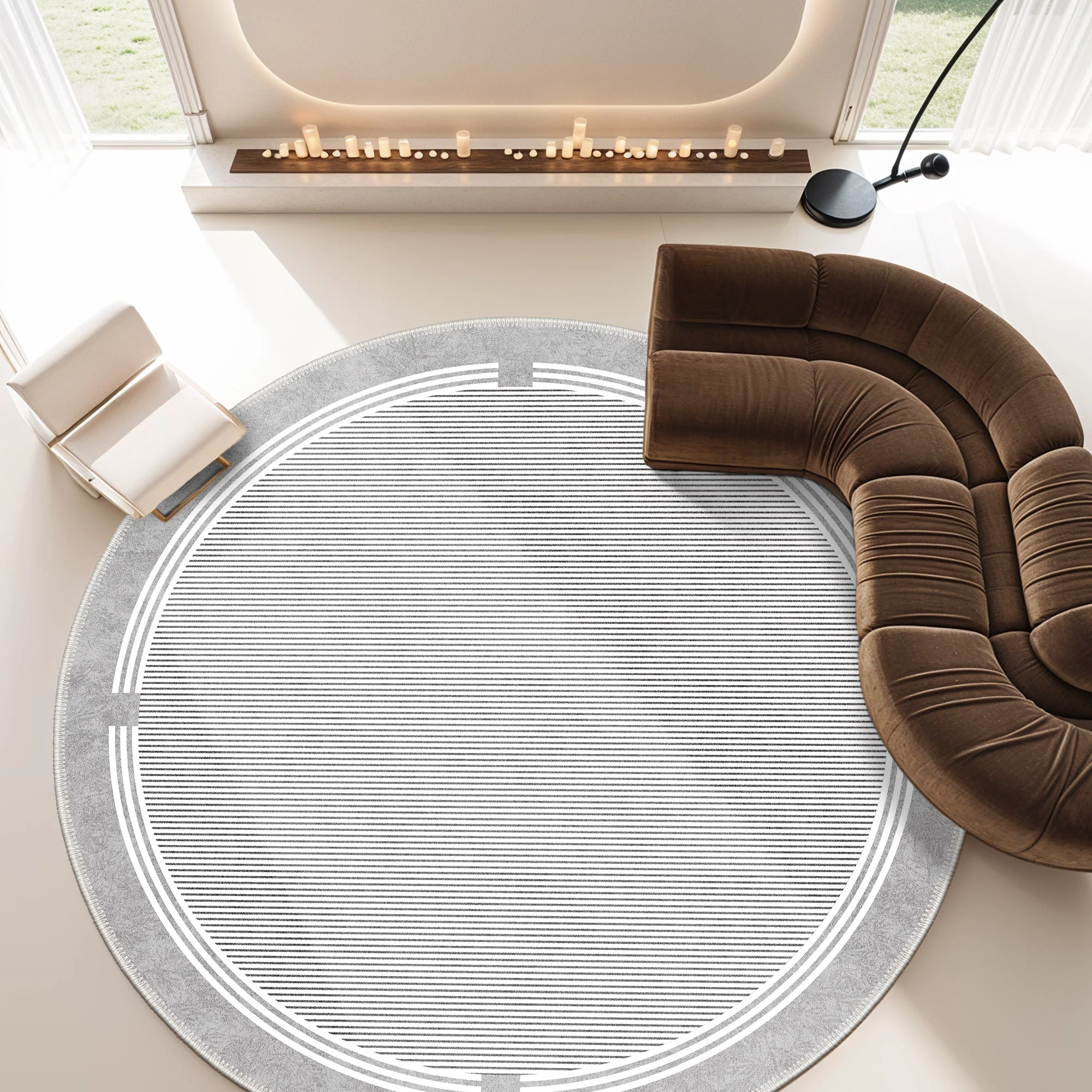 Modern Grey Machine Washable Cotton Area Rug - Image 3