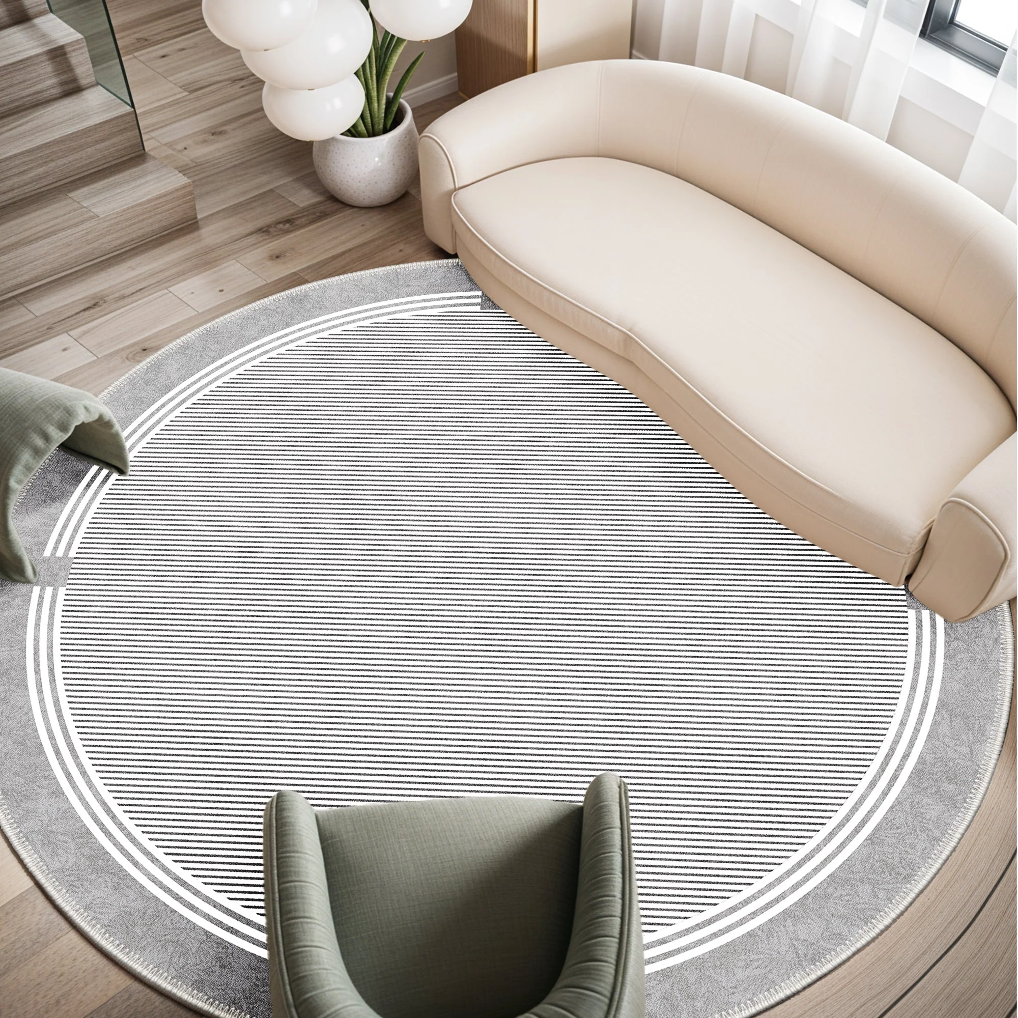 Modern Grey Machine Washable Cotton Area Rug - Image 4