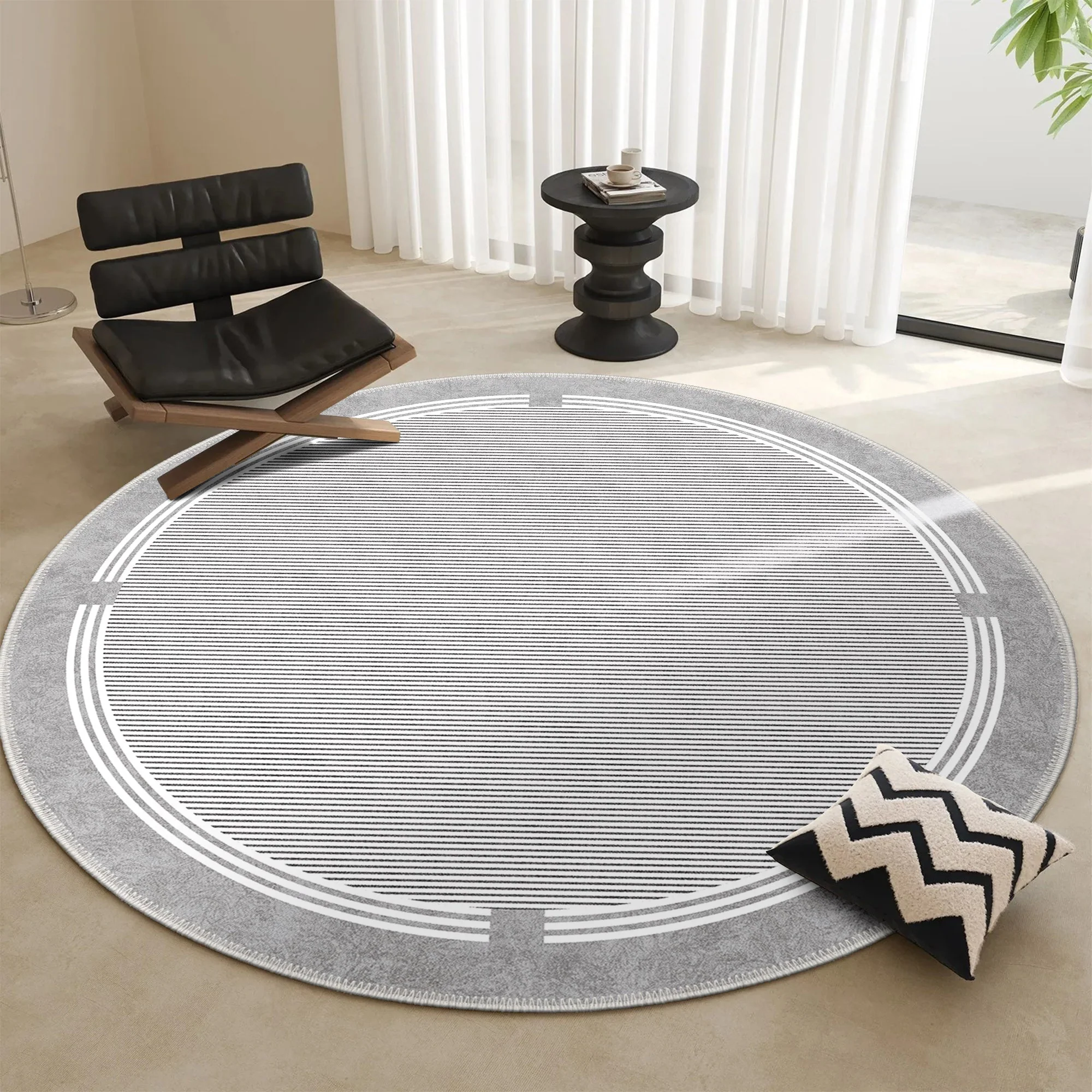 Modern Grey Machine Washable Cotton Area Rug - Image 5