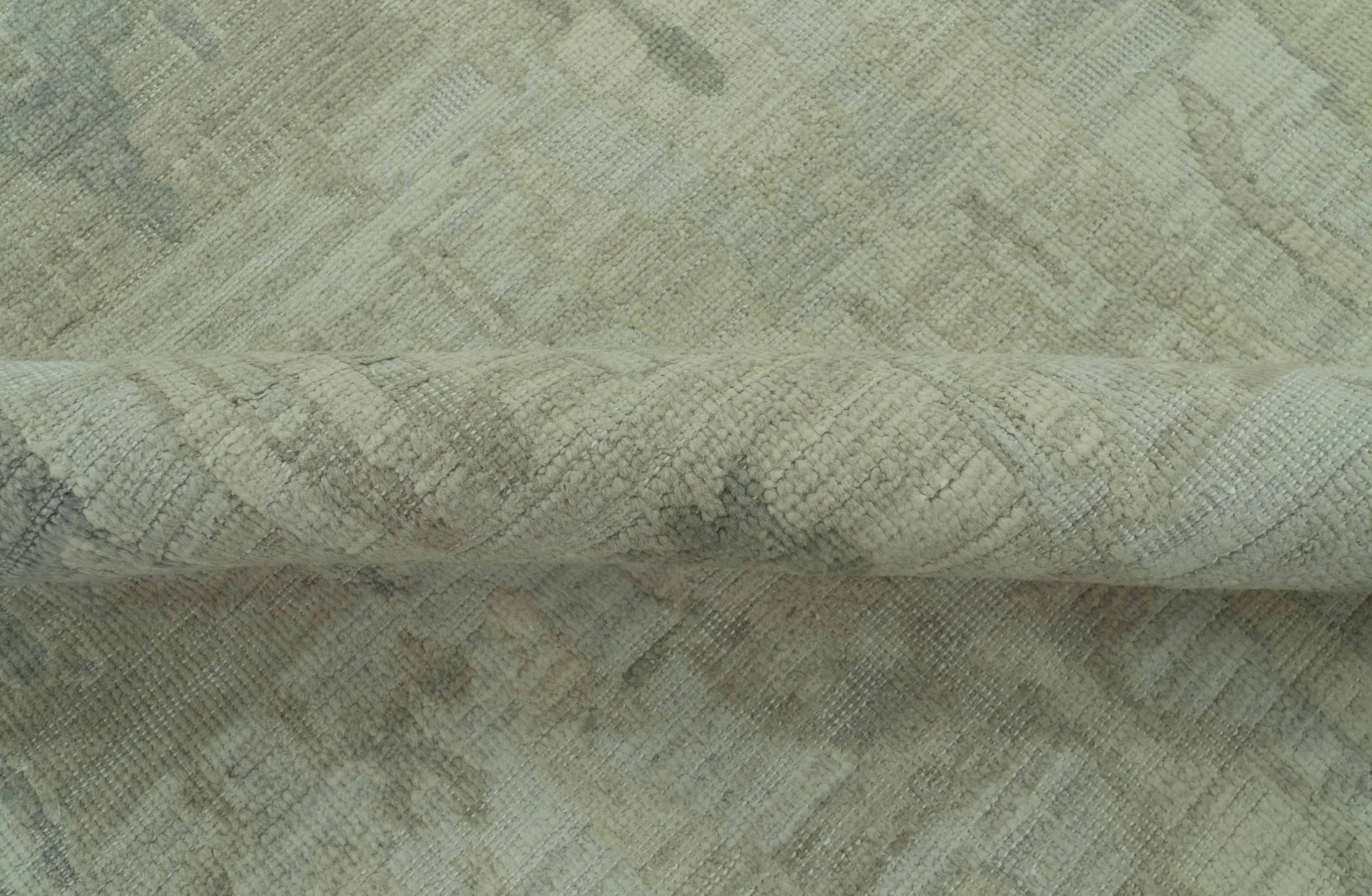Modern Ikat Design distressed Beige And Charcoal Hand Knotted Custom Made wool rug - Image 6