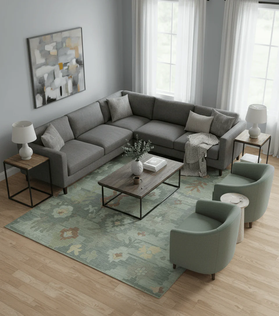 Tulu Distressed Modern Ikat Design Hand Knotted Custom Made wool rug - Image 2