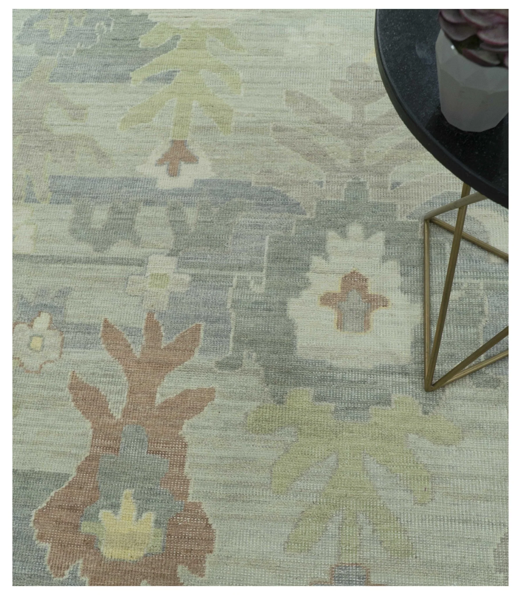 Tulu Distressed Modern Ikat Design Hand Knotted Custom Made wool rug - Image 3