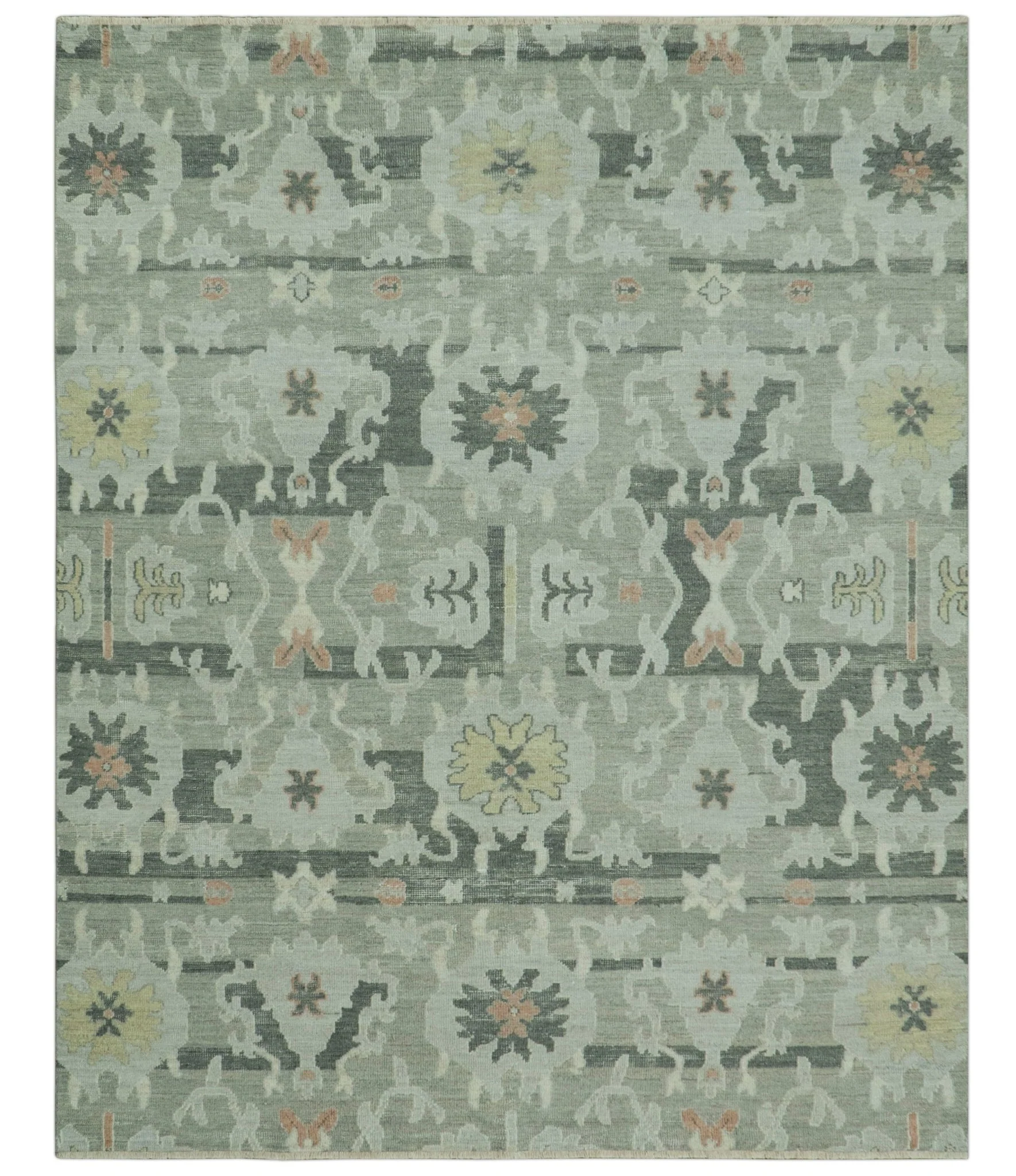 Modern Ikat Design Silver And Blue  8X10 Hand Knotted wool rug - Image 10