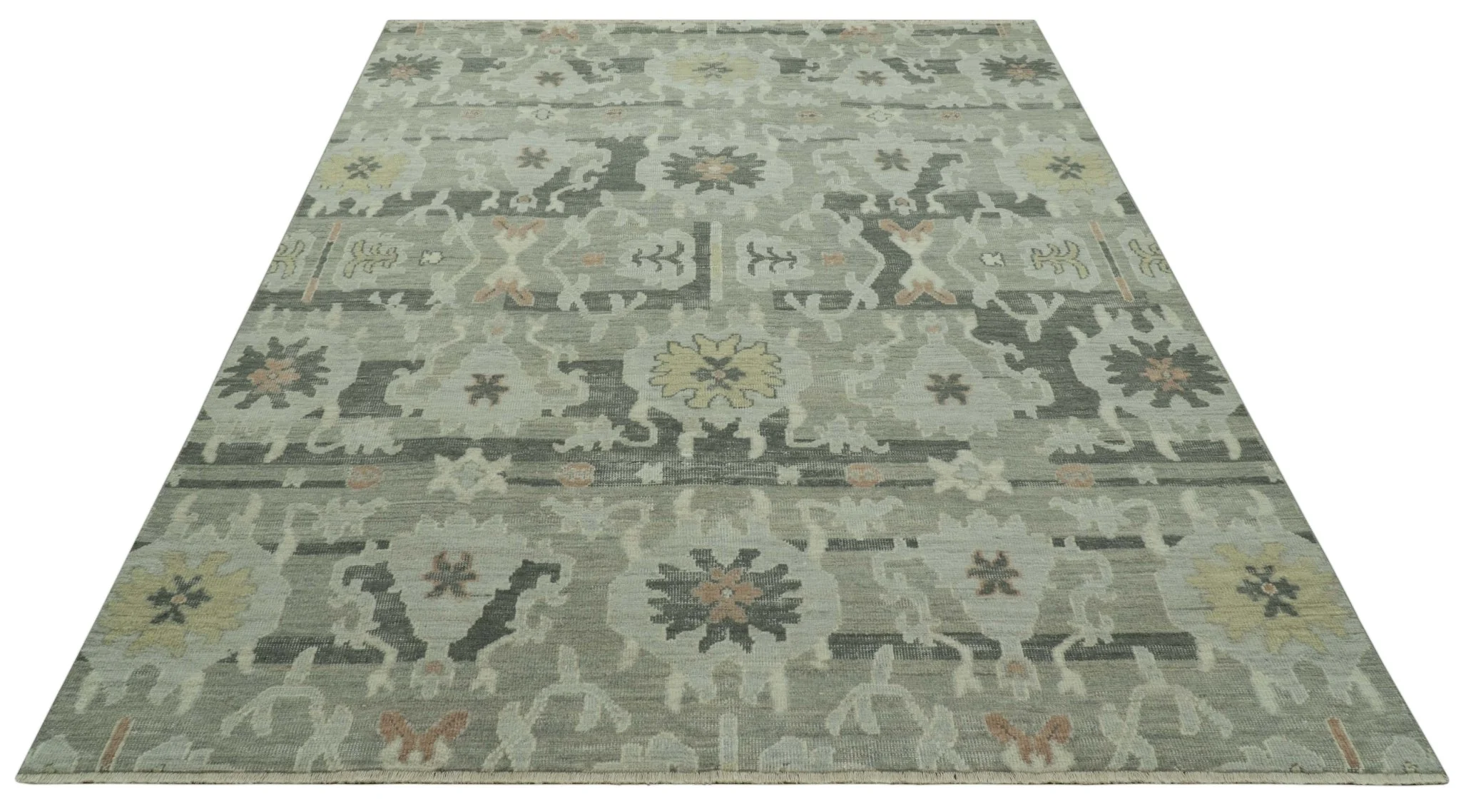 Modern Ikat Design Silver And Blue  8X10 Hand Knotted wool rug - Image 11