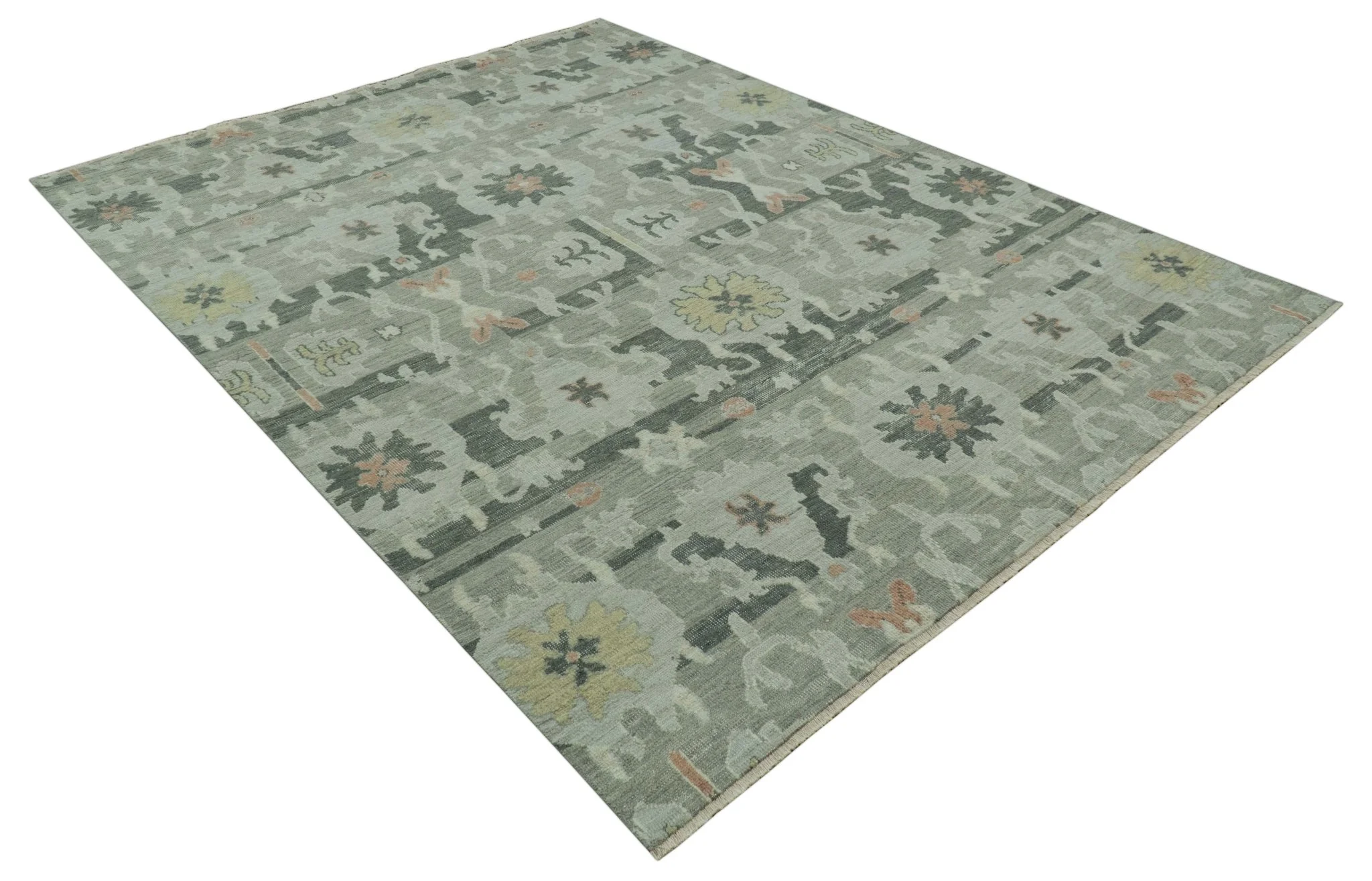 Modern Ikat Design Silver And Blue  8X10 Hand Knotted wool rug - Image 12
