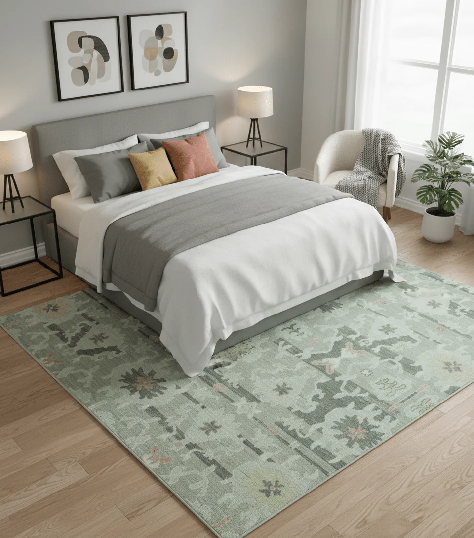 Modern Ikat Design Silver And Blue  8X10 Hand Knotted wool rug - Image 2