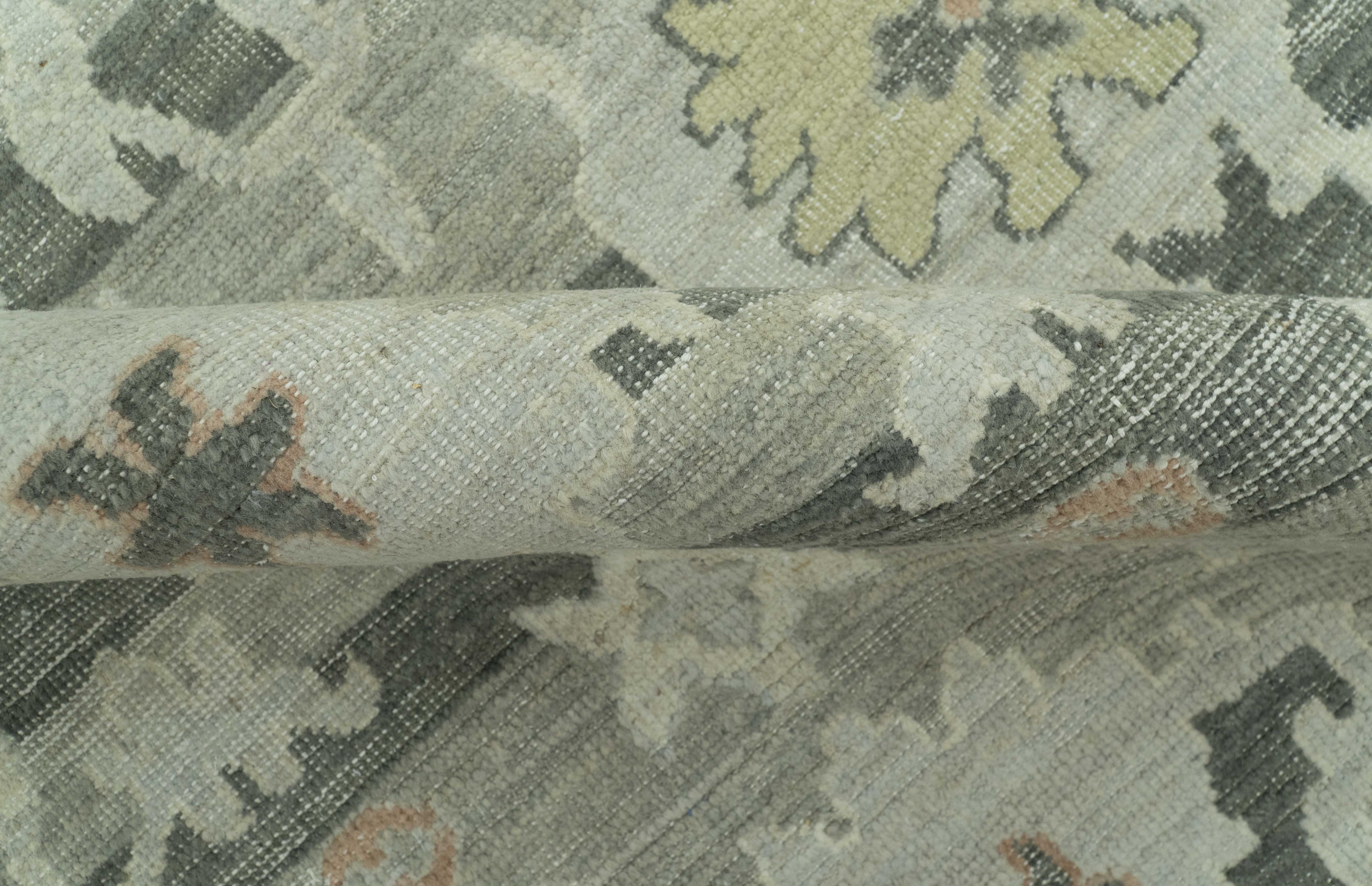 Modern Ikat Design Silver And Blue  8X10 Hand Knotted wool rug - Image 5