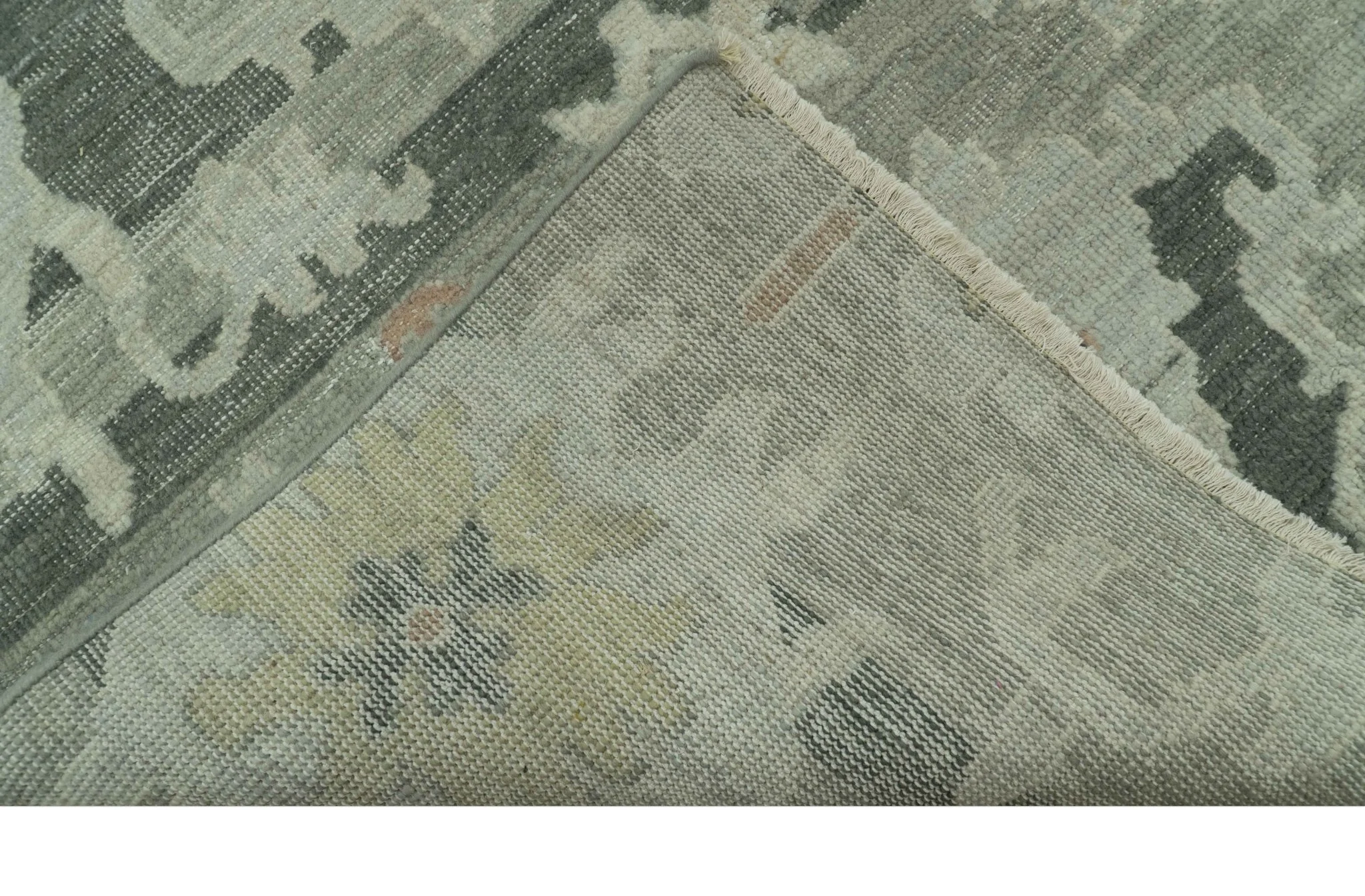Modern Ikat Design Silver And Blue  8X10 Hand Knotted wool rug - Image 6