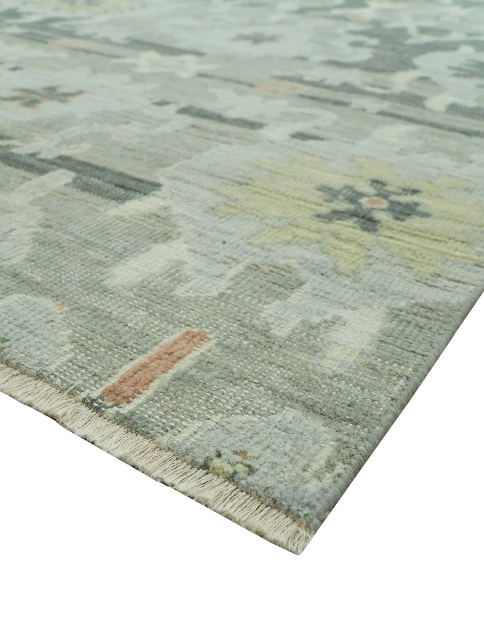 Modern Ikat Design Silver And Blue  8X10 Hand Knotted wool rug - Image 8