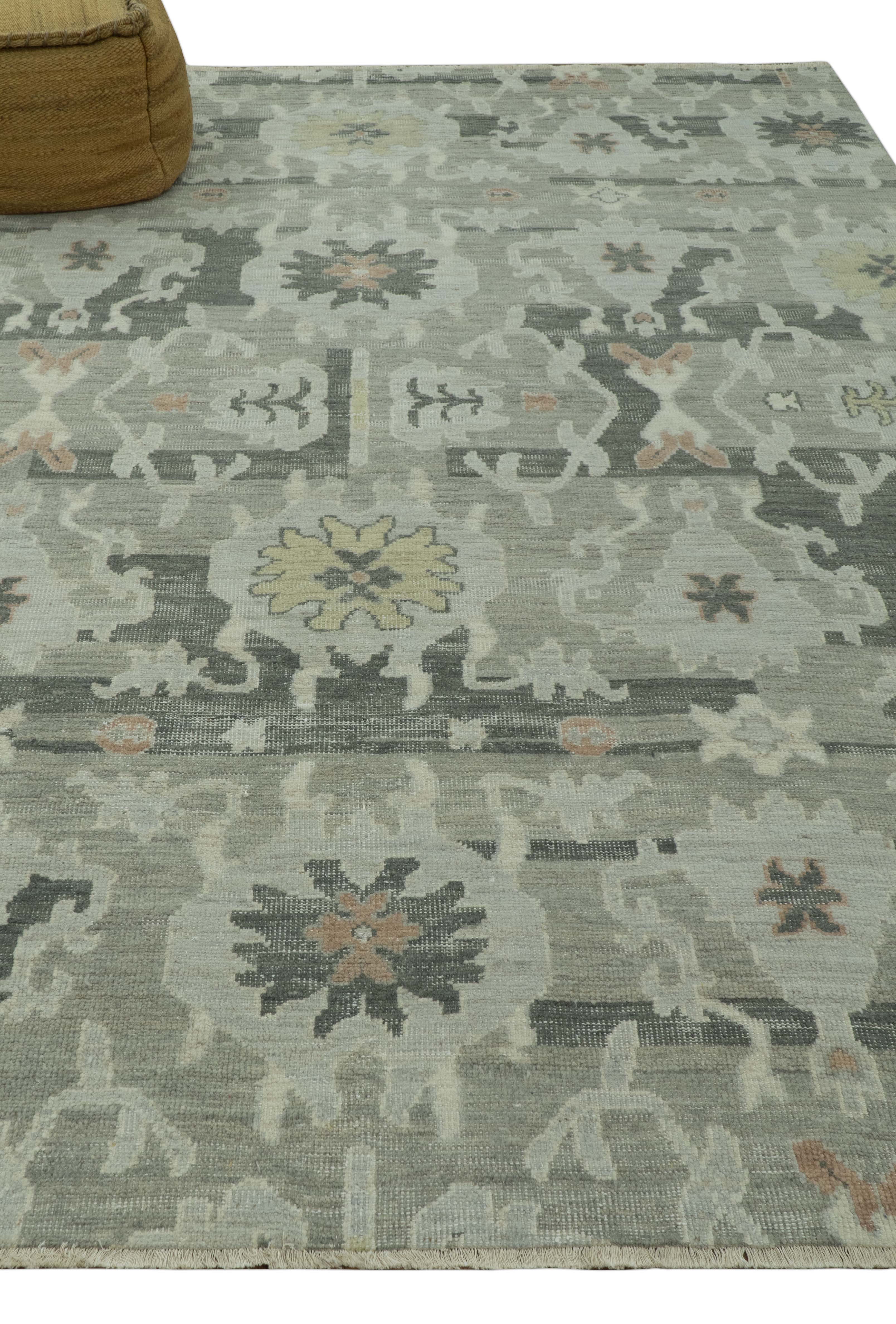 Modern Ikat Design Silver And Blue  8X10 Hand Knotted wool rug - Image 9