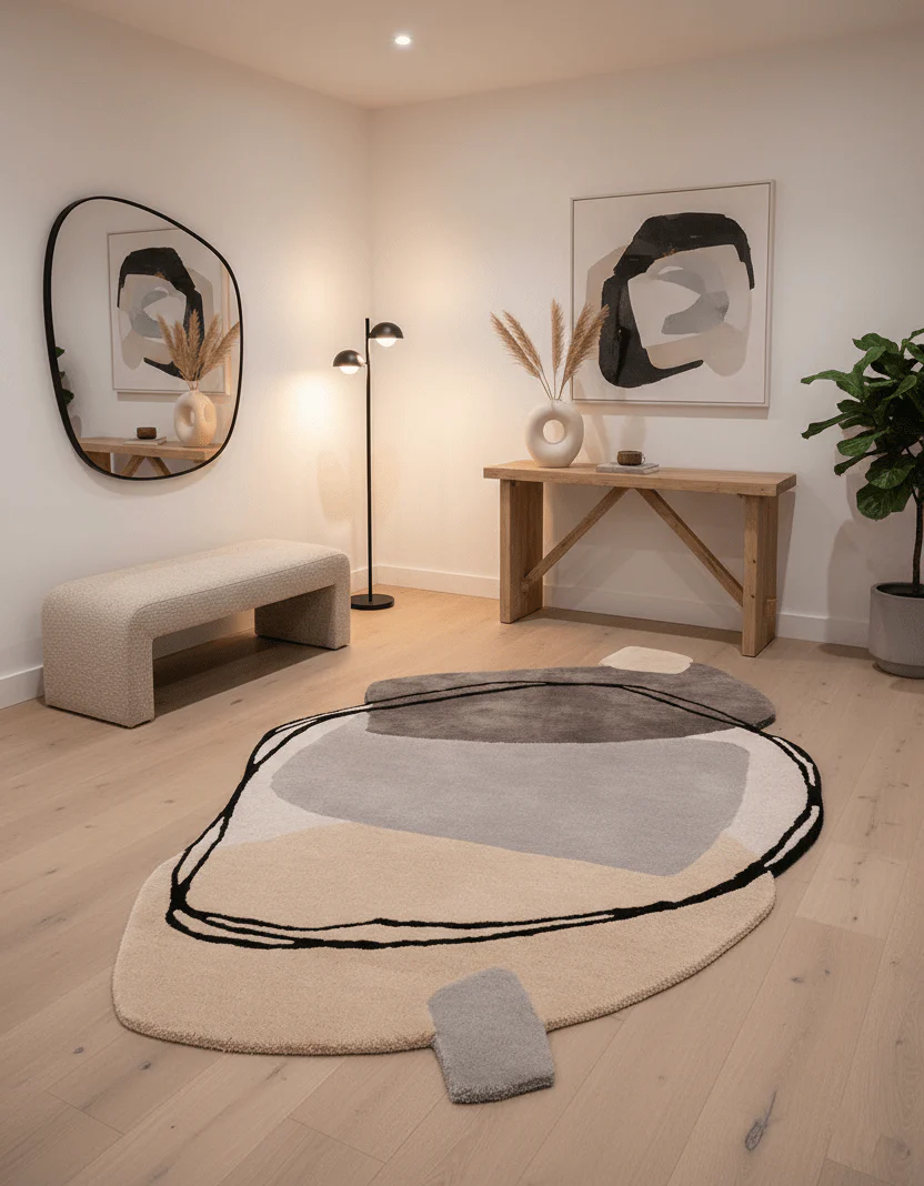 Modern Ink Loop Multicolor Hand Tufted 4x6 Wool Area Rug - Image 2
