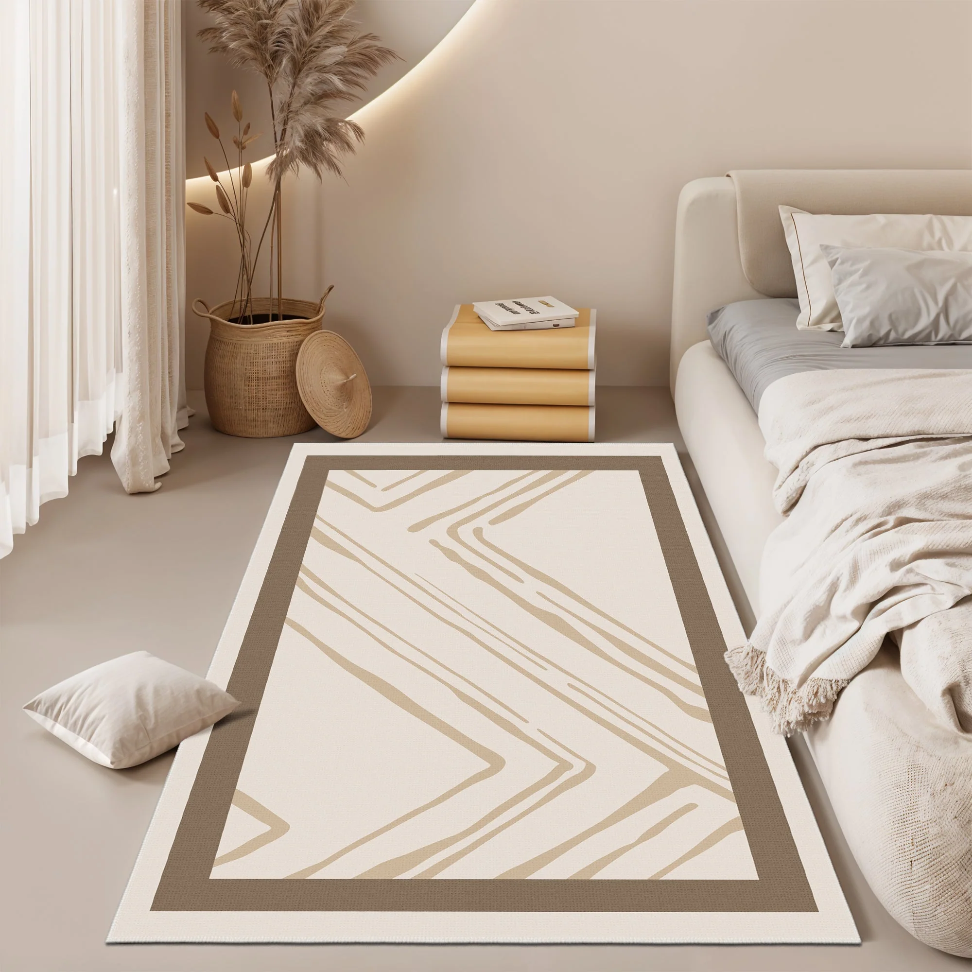Modern Beige Machine Washable Cotton Area Rug - Image 2