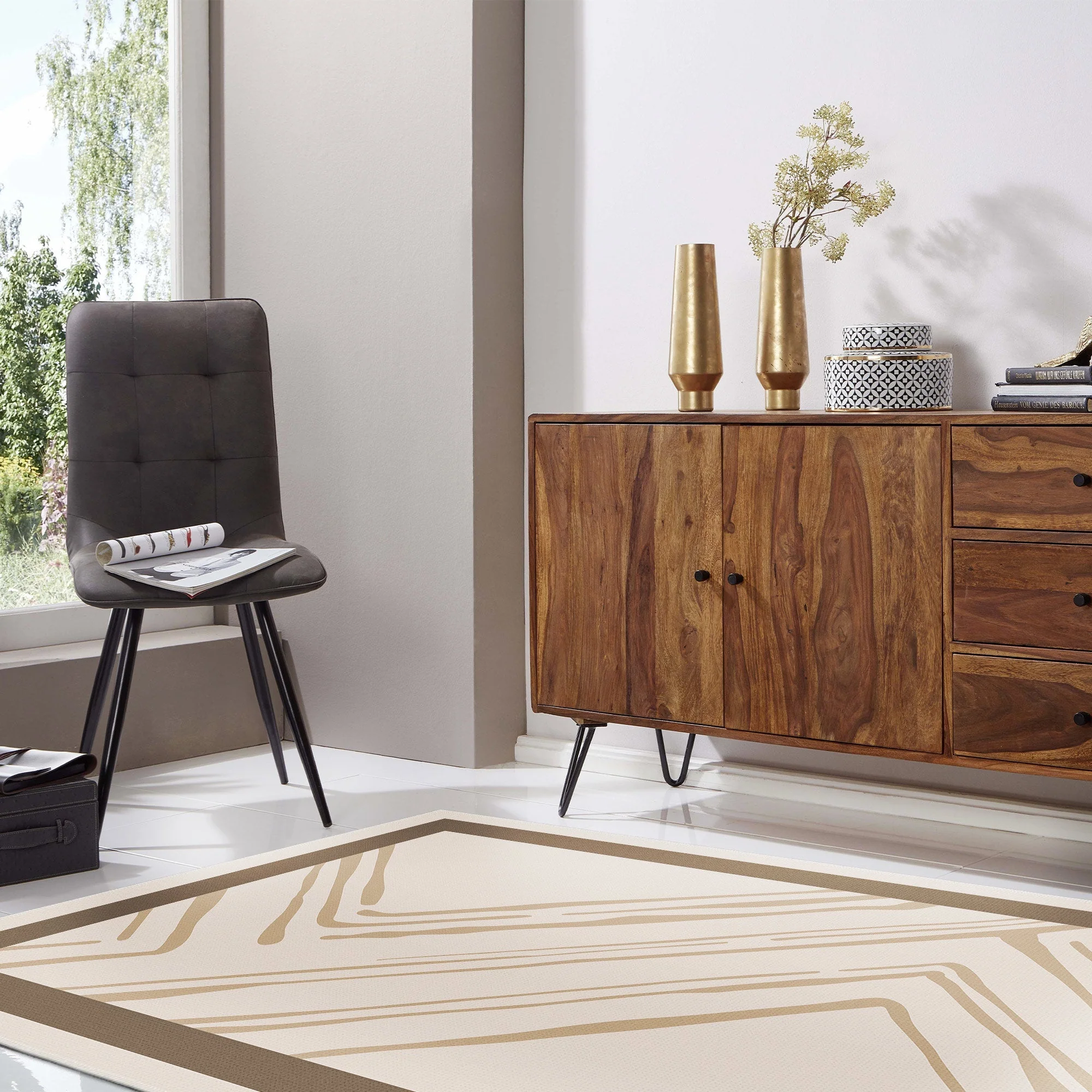 Modern Beige Machine Washable Cotton Area Rug - Image 6