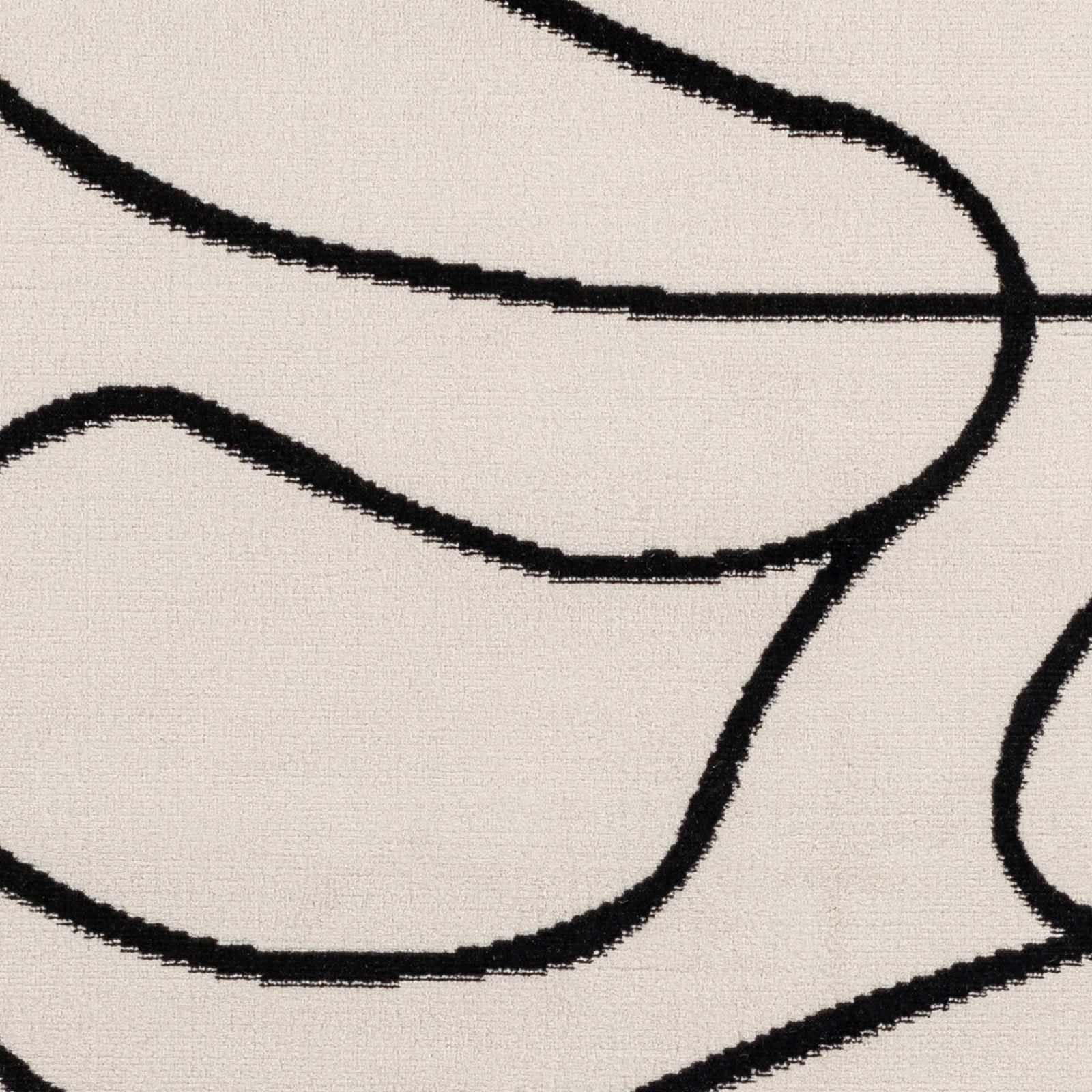 Modern Contemporary Ivory and Black Free lines design Area Rug - Image 6