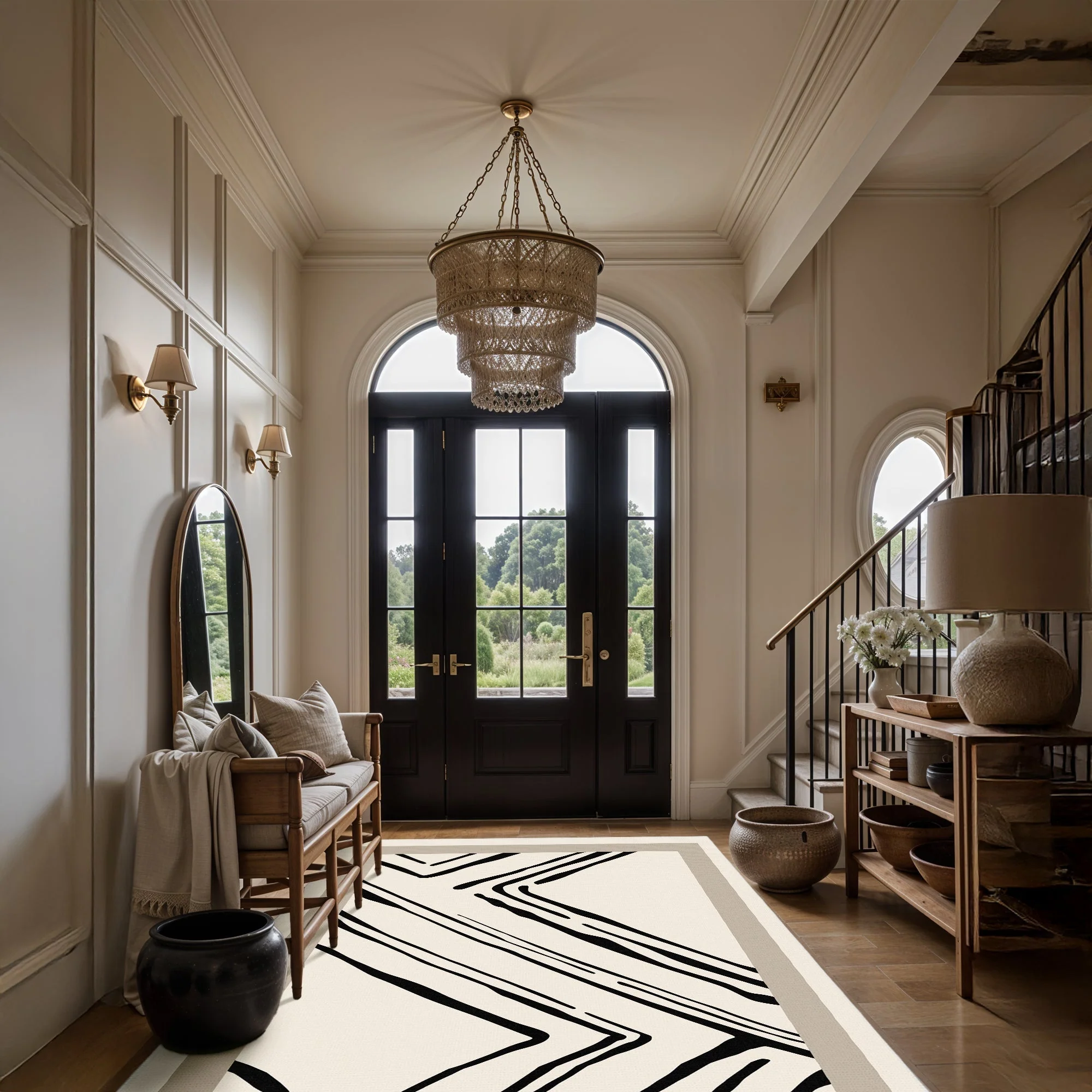 Modern Ivory Machine Washable Cotton Area Rug - Image 4