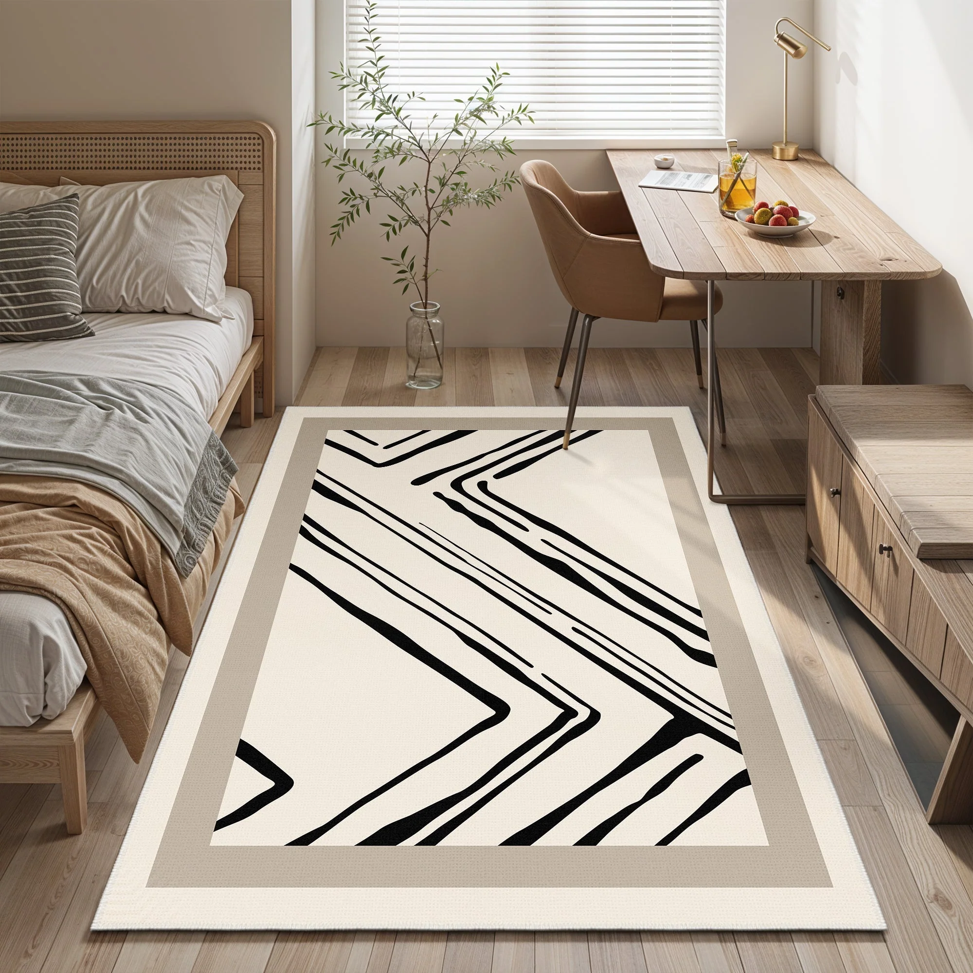 Modern Ivory Machine Washable Cotton Area Rug - Image 5