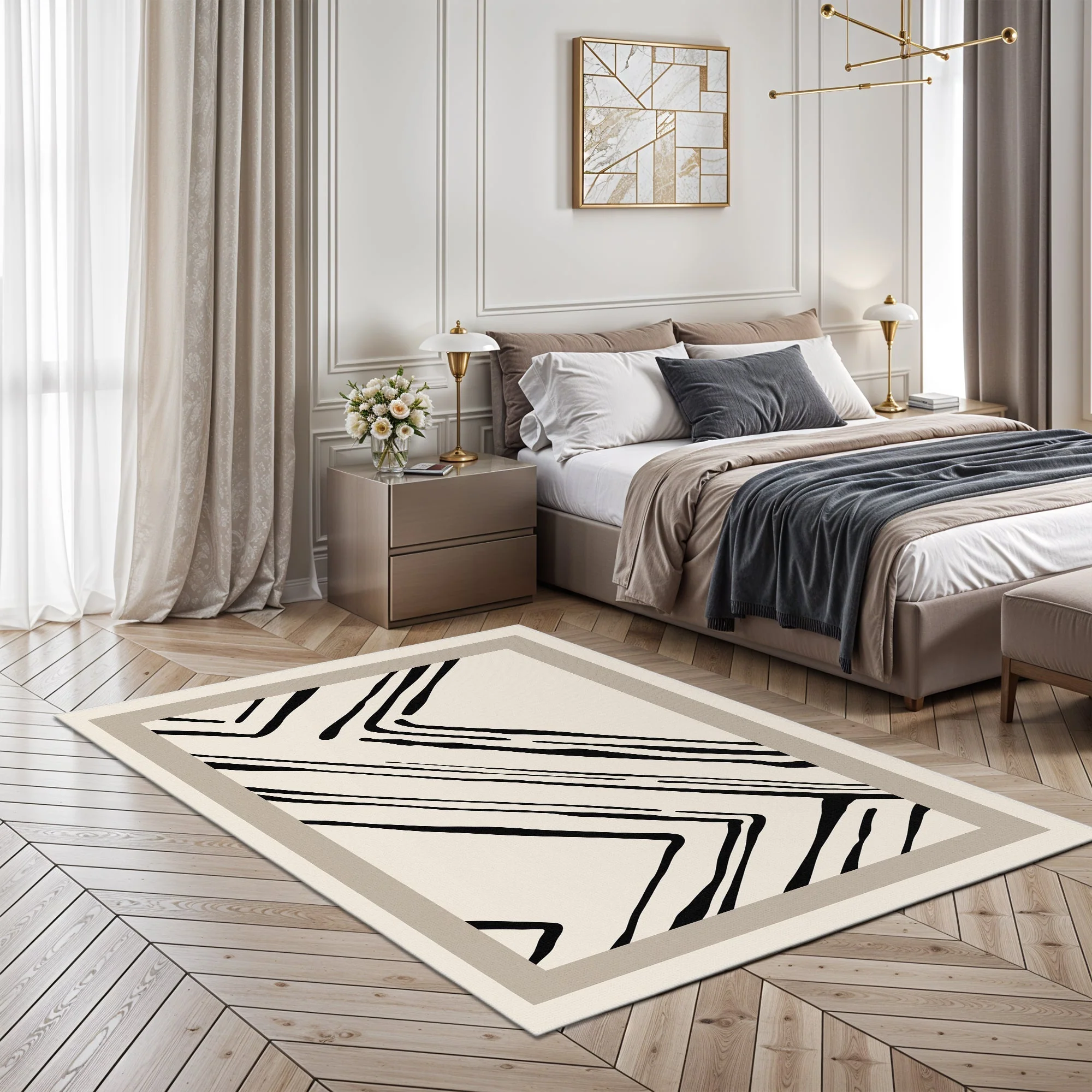 Modern Ivory Machine Washable Cotton Area Rug - Image 6