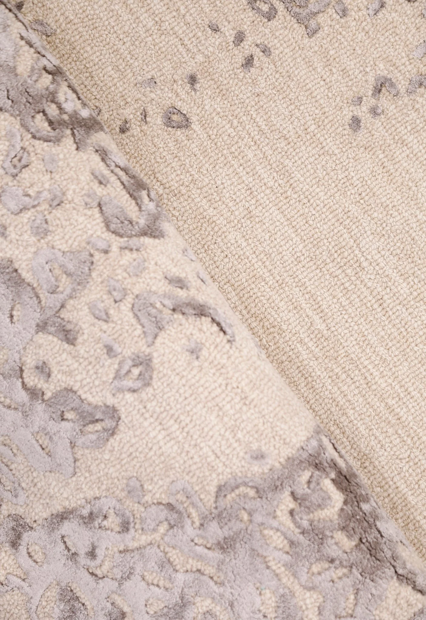 Modern Lace Border Beige Hand Tufted 5x5 Wool Area Rug - Image 4