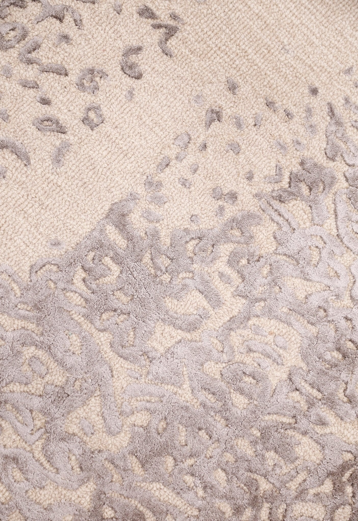 Modern Lace Border Beige Hand Tufted 5x5 Wool Area Rug - Image 6