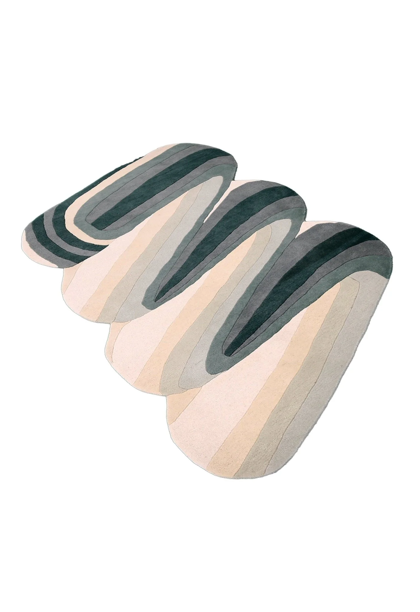 Modern Layered Pattern Green Hand Tufted 5x8 Wool Rug - Image 8