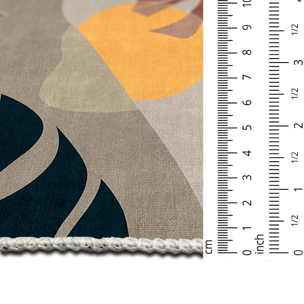 Modern Leaves Beige Machine Washable Cotton Area Rug - Image 7