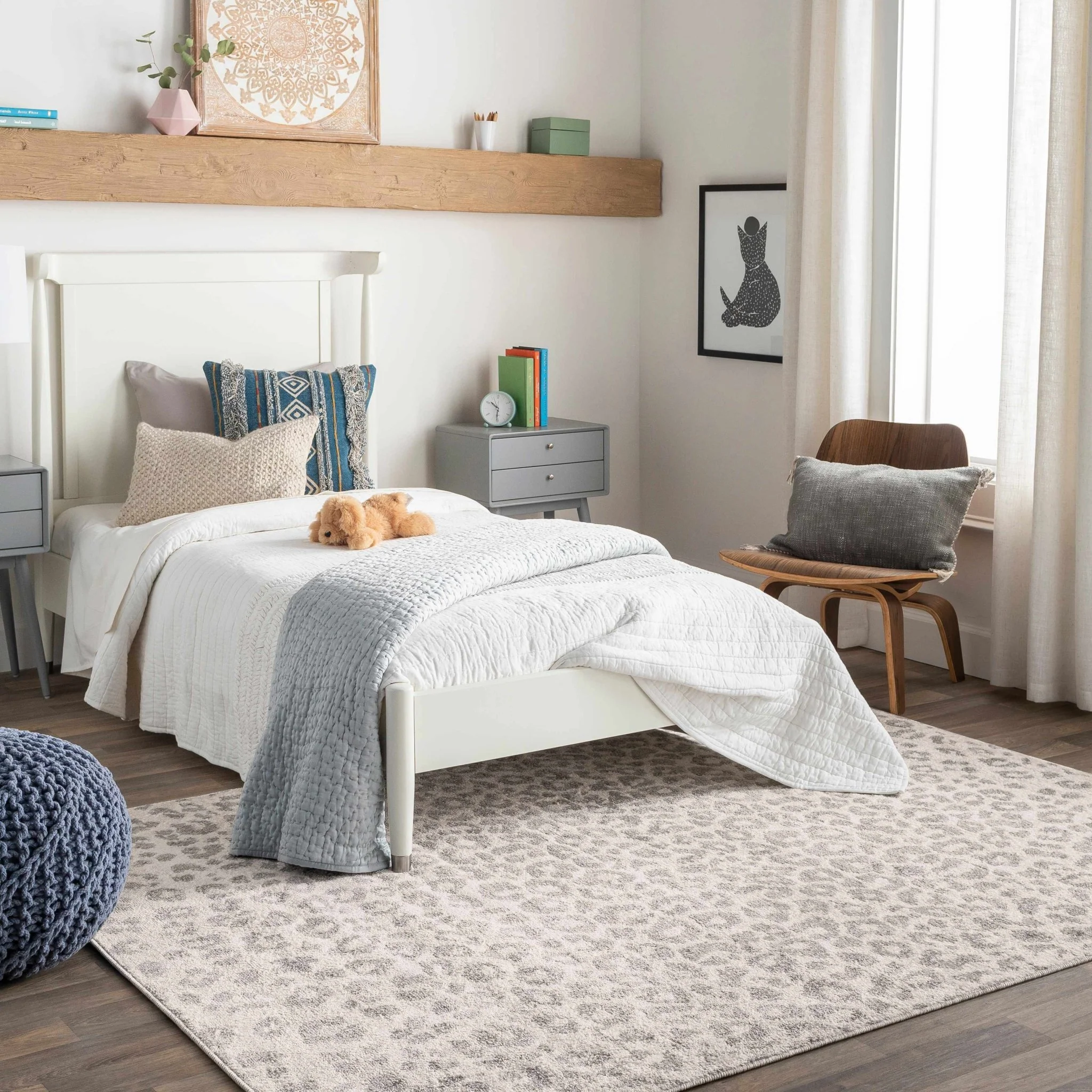 Modern Leopard design Ivory and Charcoal area rug - Image 2