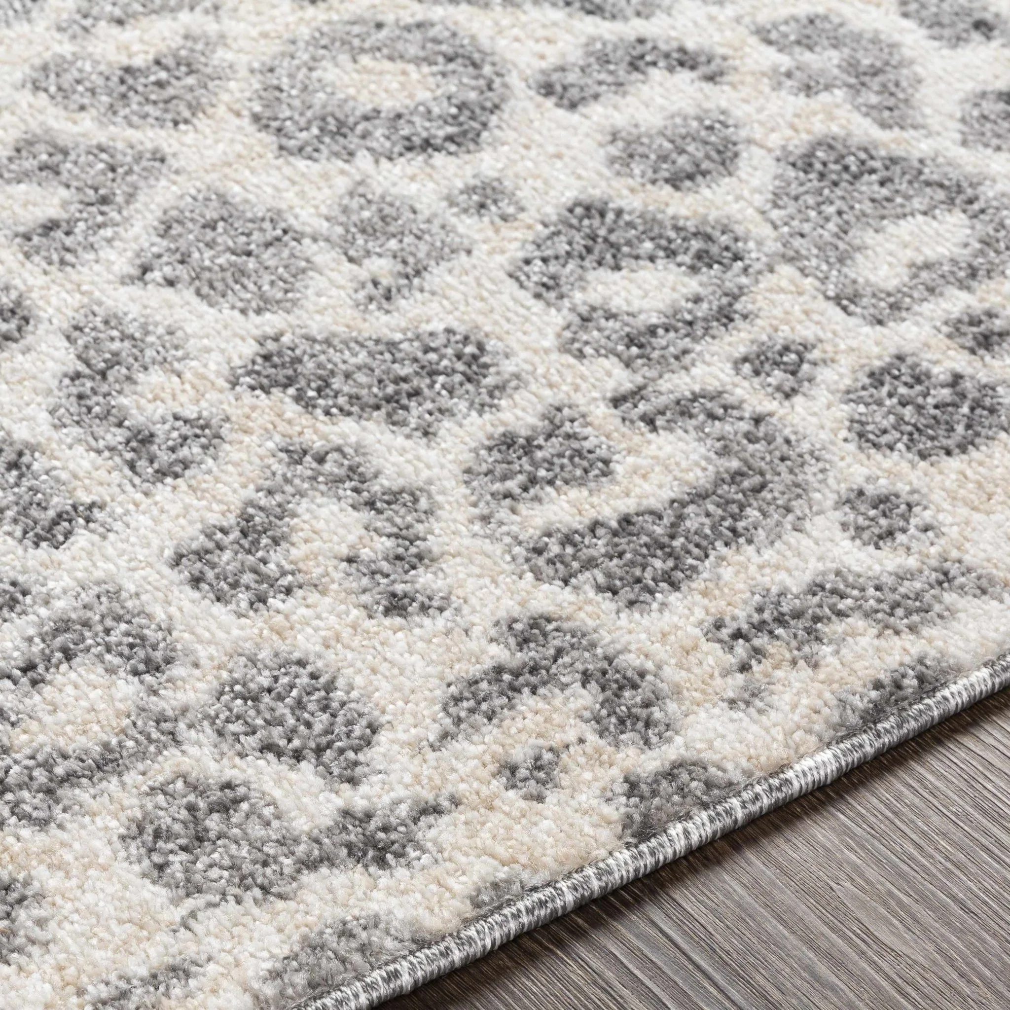 Modern Leopard design Ivory and Charcoal area rug - Image 5
