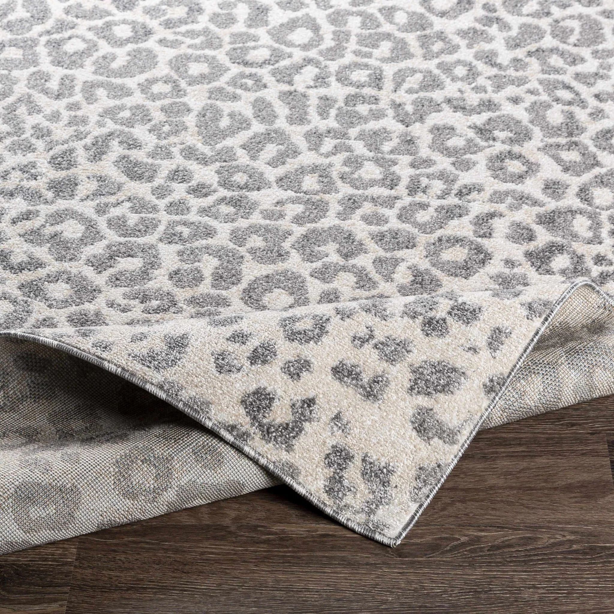 Modern Leopard design Ivory and Charcoal area rug - Image 6