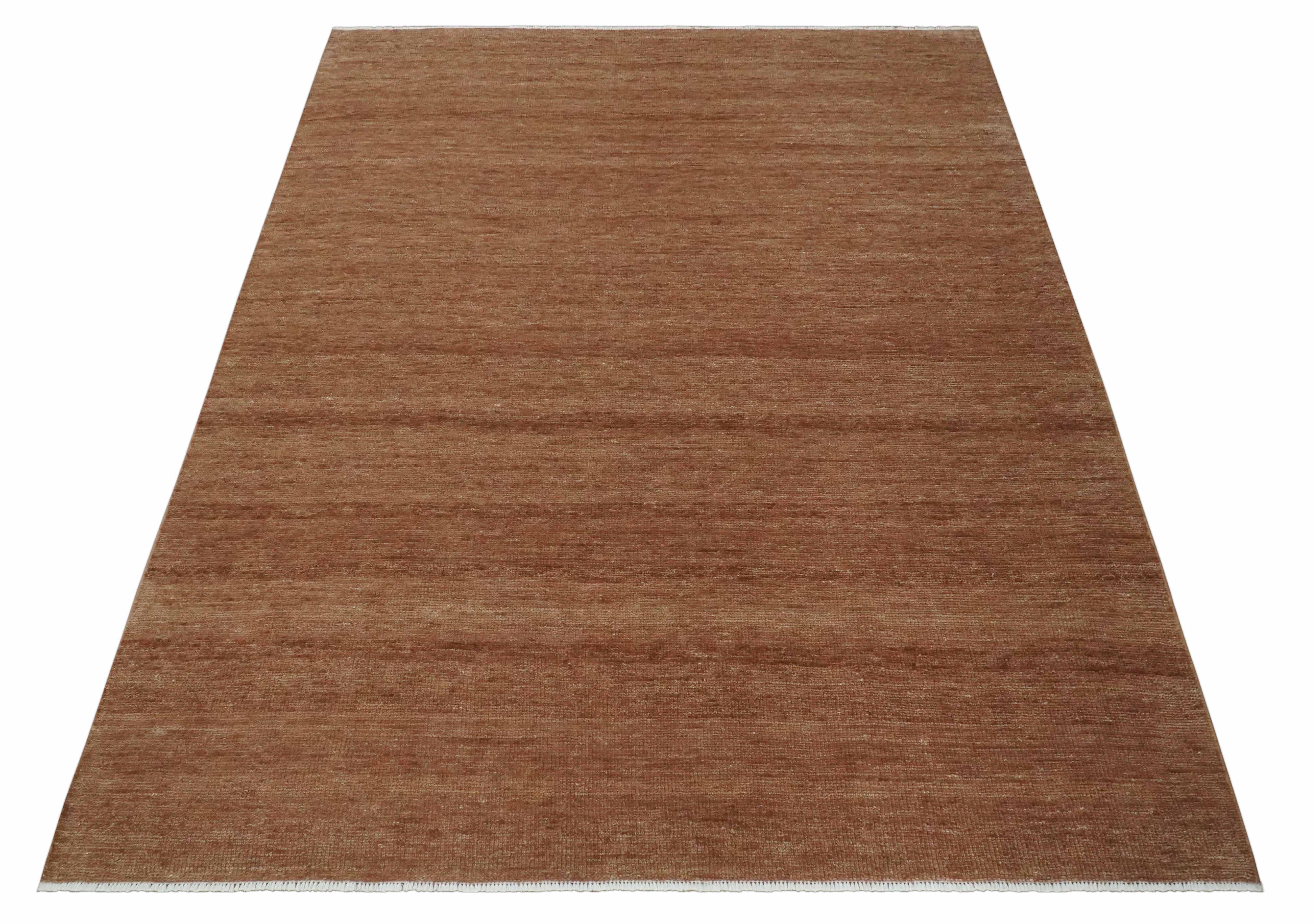 Modern Contemporary Solid Brick Red Hand knotted 8x10 wool Area Rug - Image 10