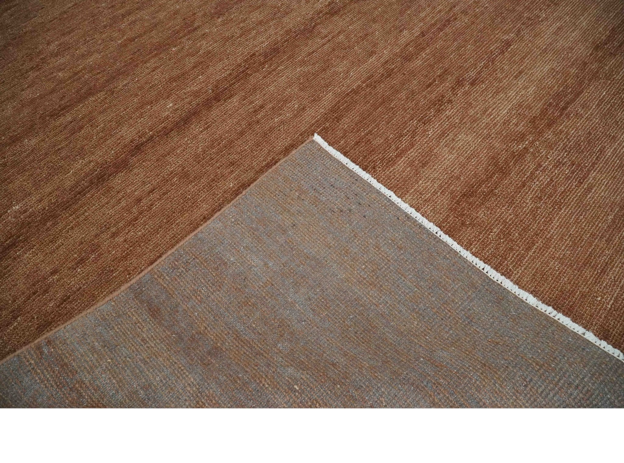 Modern Contemporary Solid Brick Red Hand knotted 8x10 wool Area Rug - Image 7