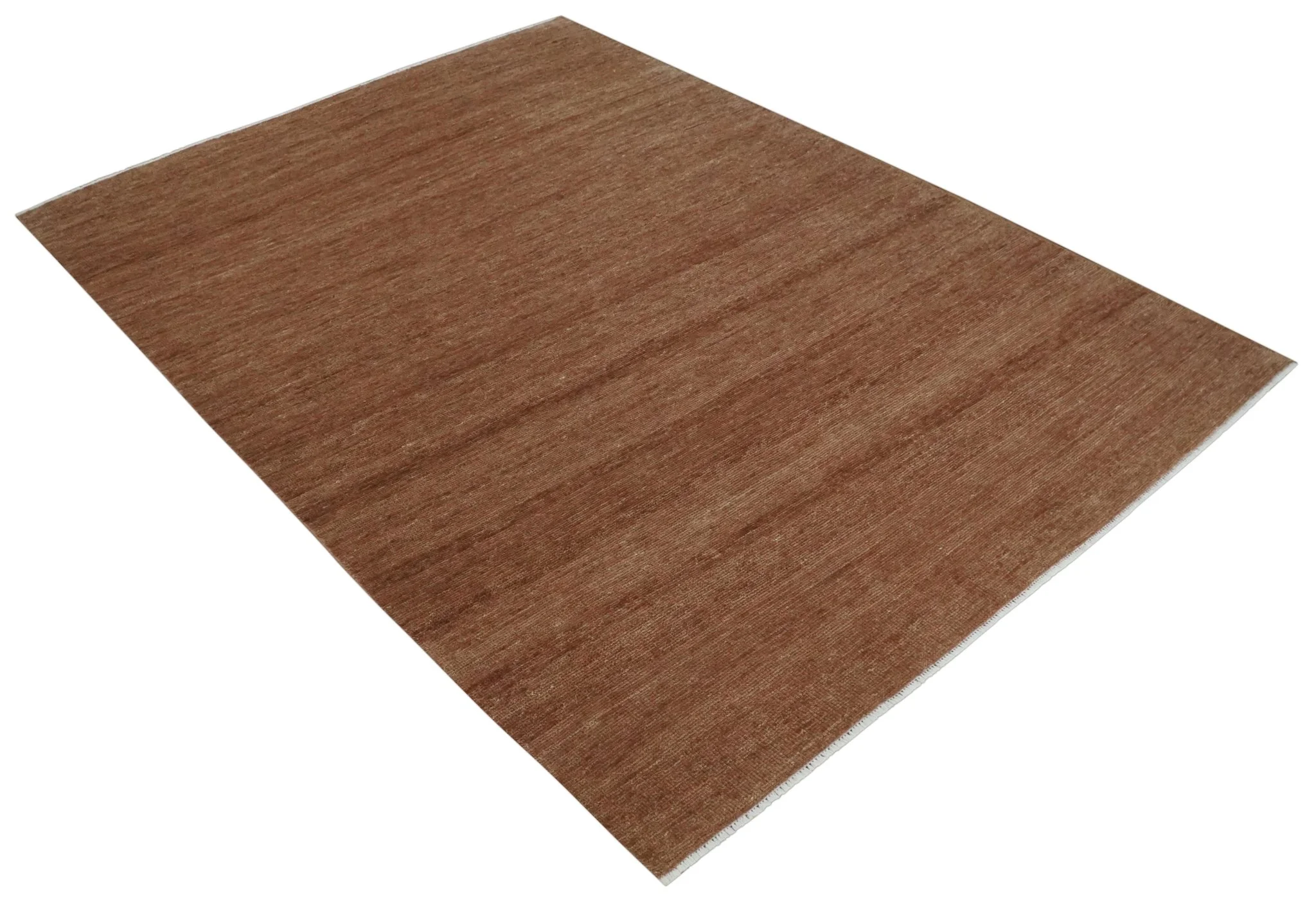 Modern Contemporary Solid Brick Red Hand knotted 8x10 wool Area Rug - Image 9