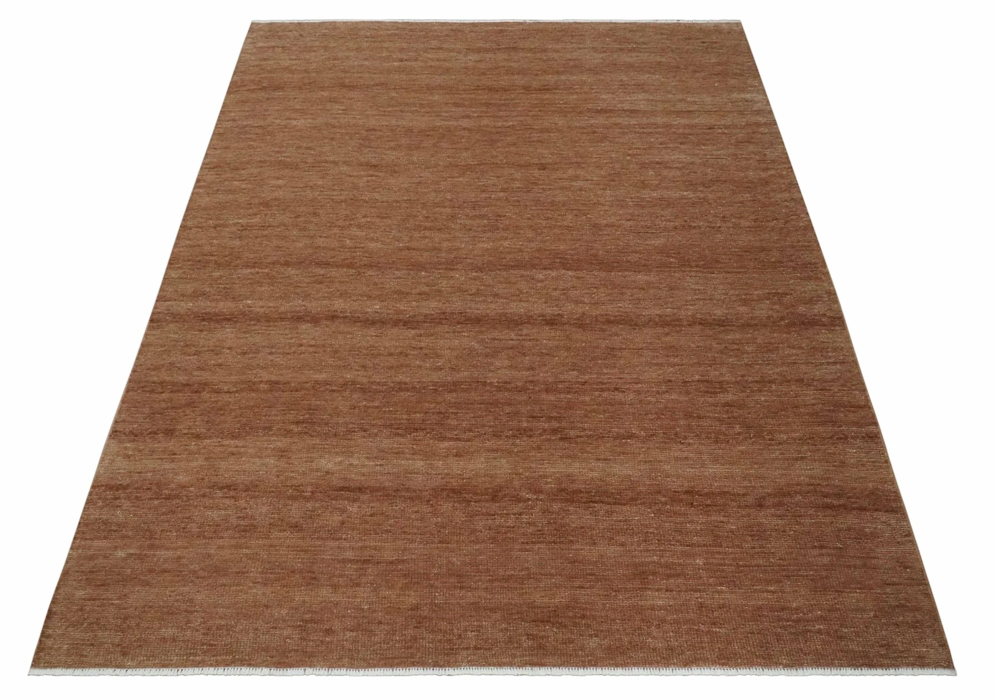 Contemporary Solid Brick Red Hand knotted Custom Made wool Area Rug - Image 10