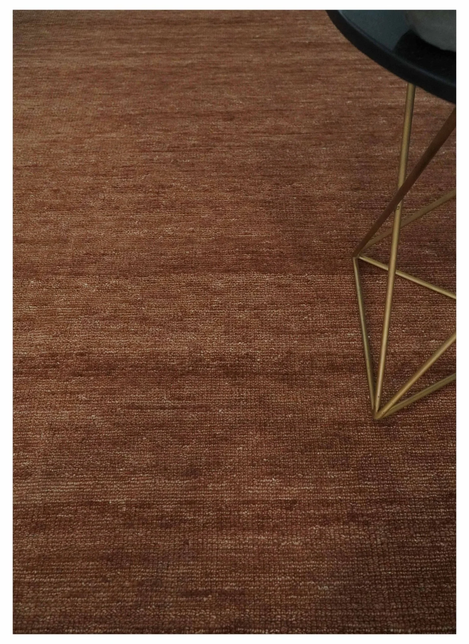 Contemporary Solid Brick Red Hand knotted Custom Made wool Area Rug - Image 2