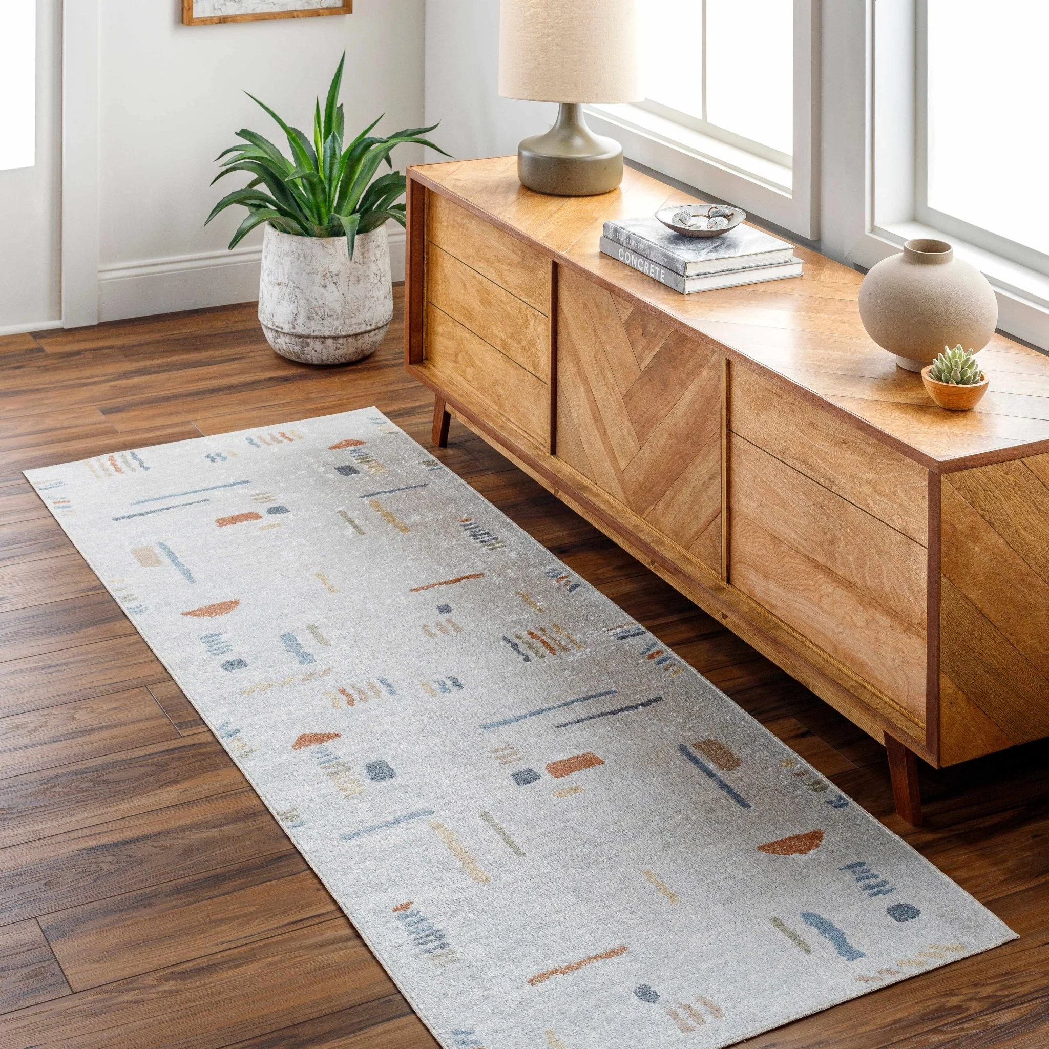 Modern Art Design Machine Woven Multicolor Machine Washable Rug - Image 19