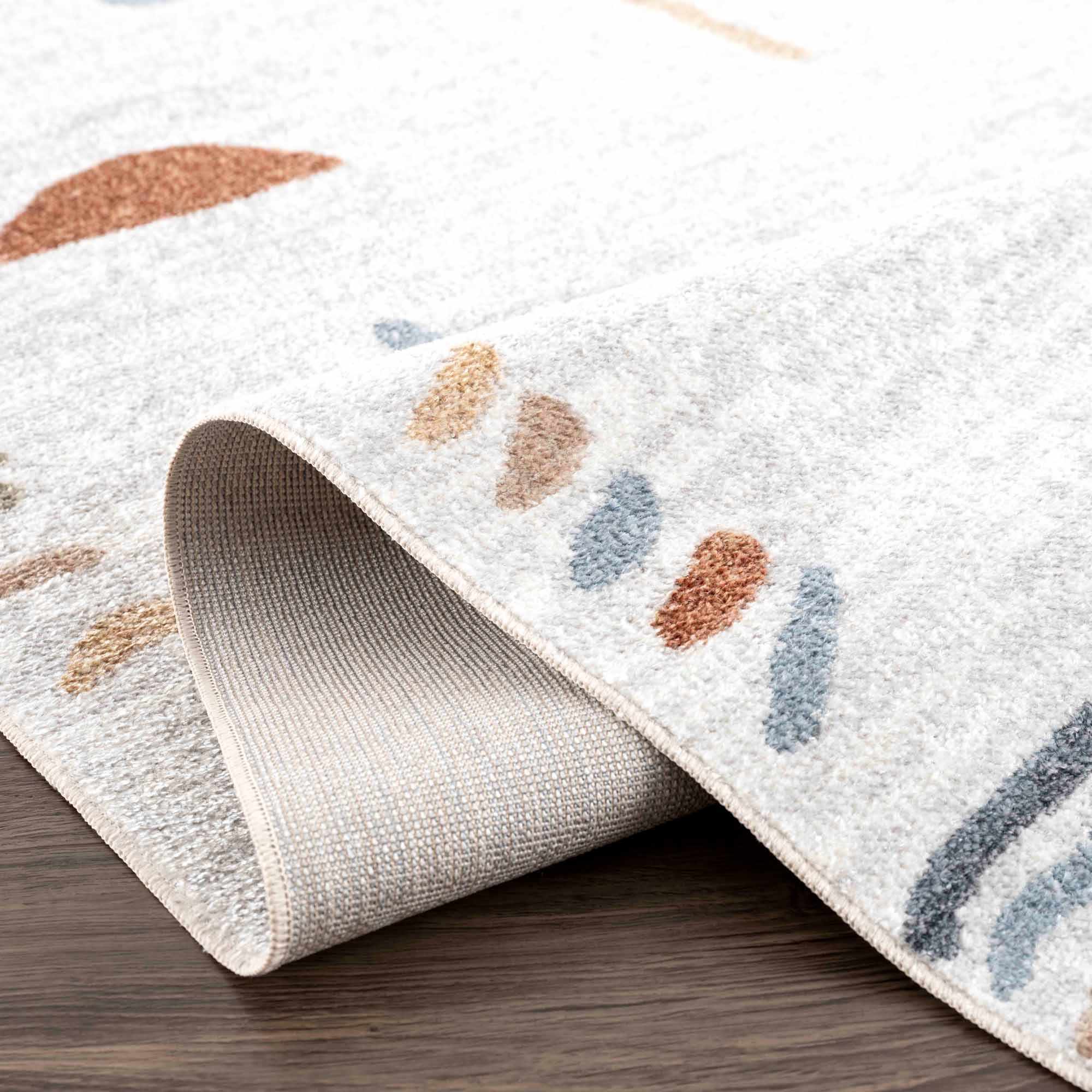 Modern Art Design Machine Woven Multicolor Machine Washable Rug - Image 9