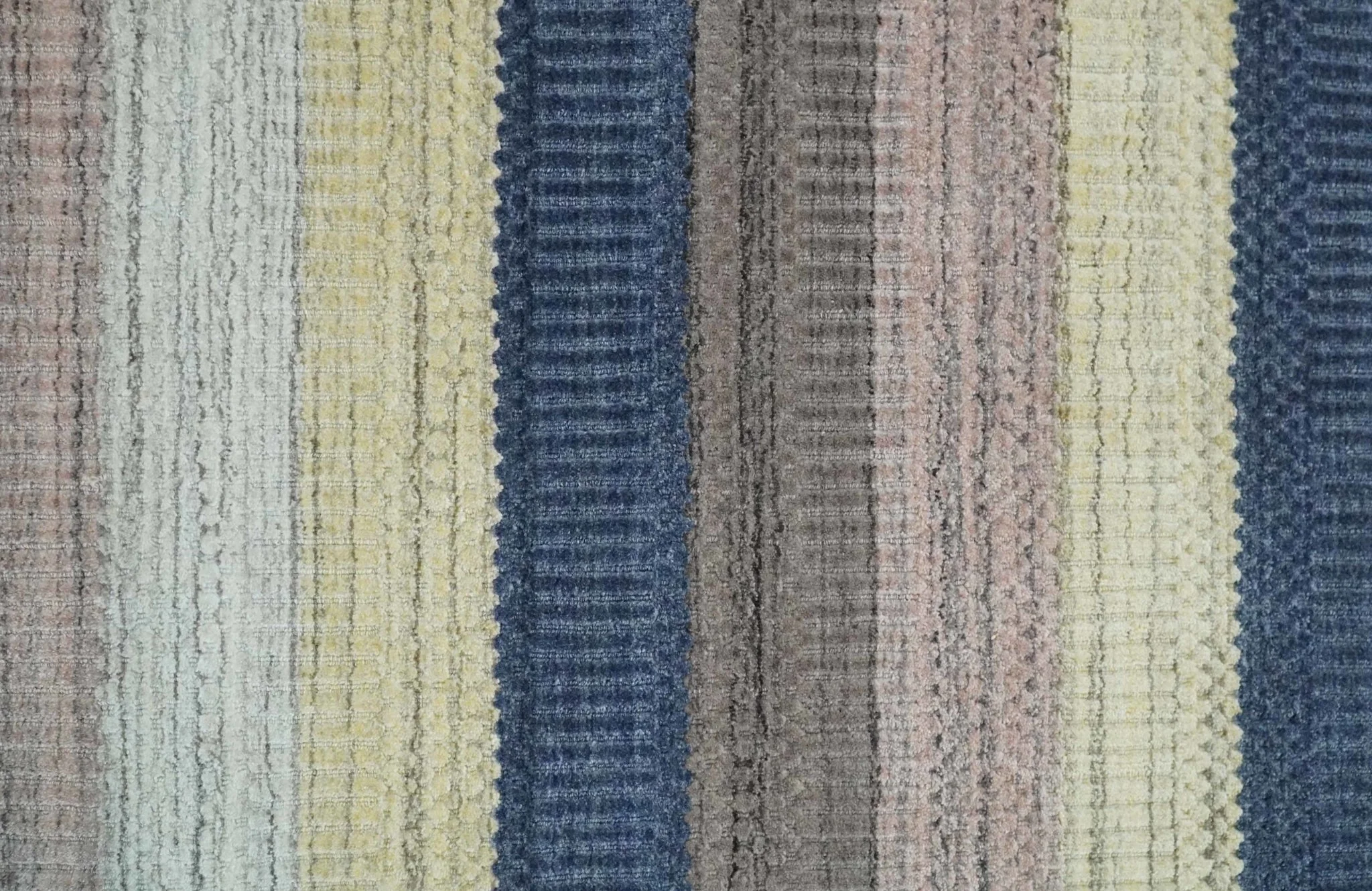 Modern Ombre 8x10 Hand Made Blue, Peach, Brown and Mustard Scandinavian Blended Wool Flatwoven Area Rug | KE39 - Image 8