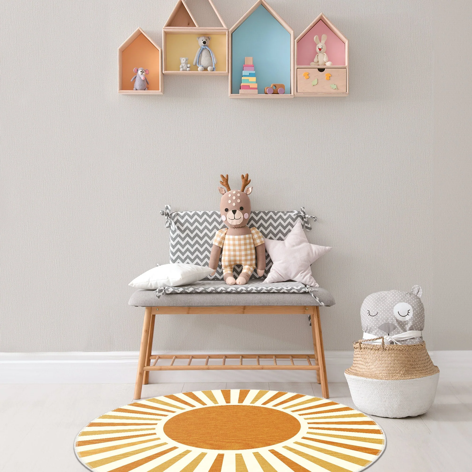 Modern Orange And Yellow Machine Washable Cotton Area Rug - Image 2
