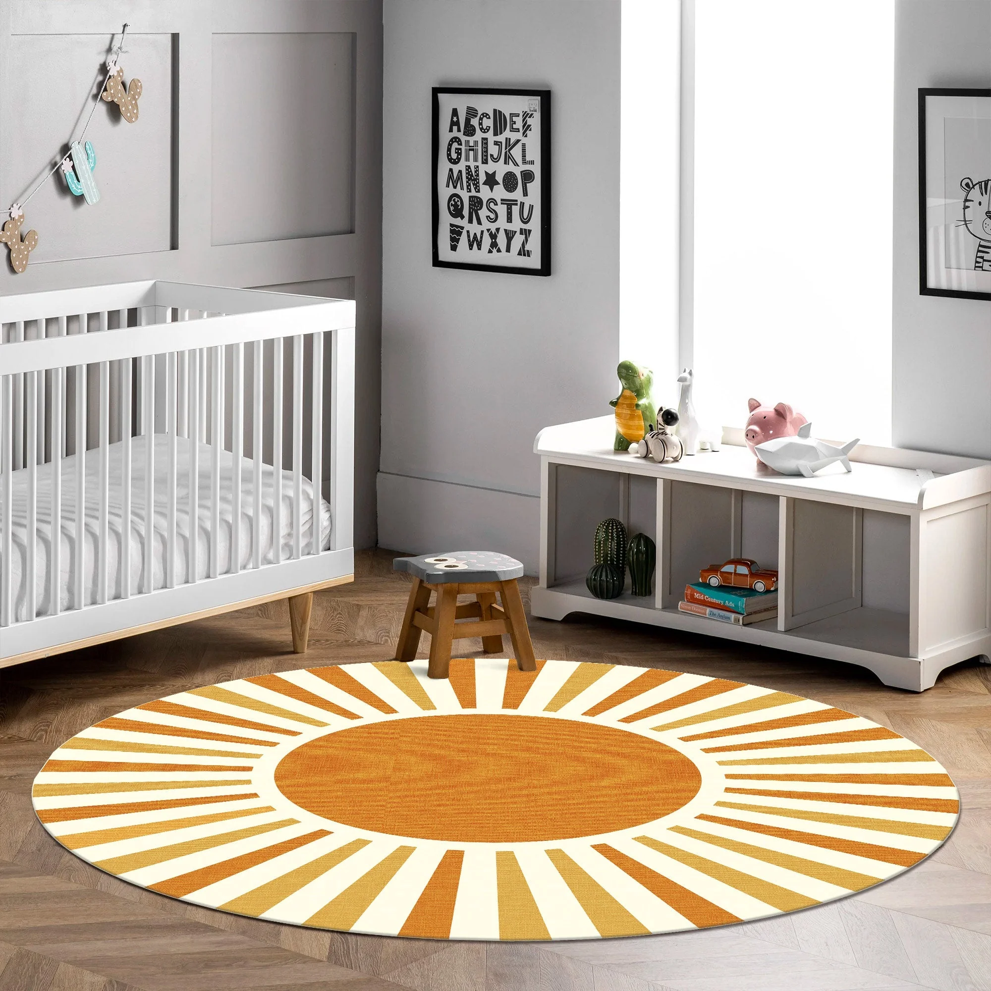 Modern Orange And Yellow Machine Washable Cotton Area Rug - Image 4