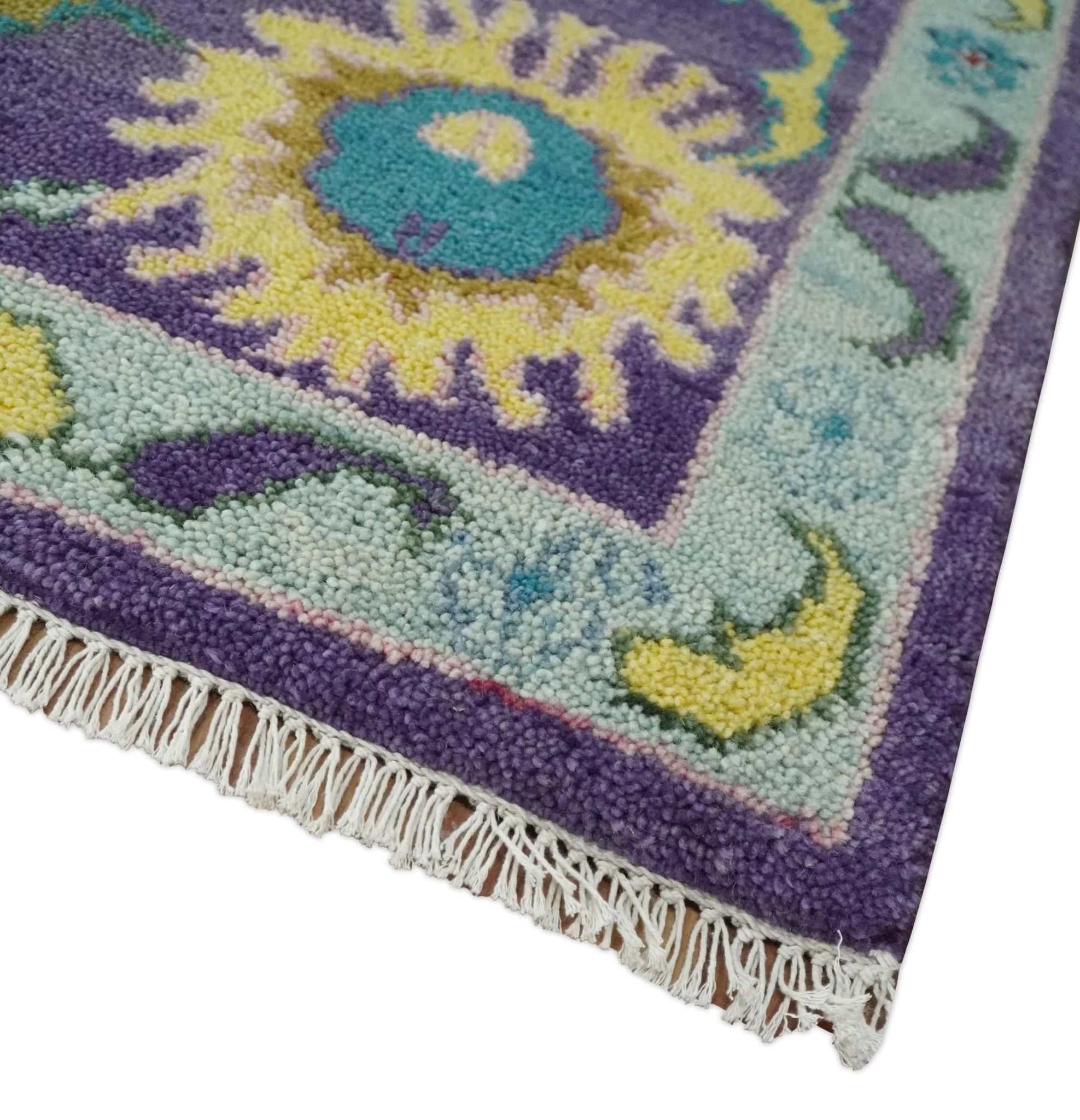 Modern Oushak 9x12 Hand Knotted Persian Purple and Blue Colorful Wool Area Rug | TRDCP850912 - Image 5