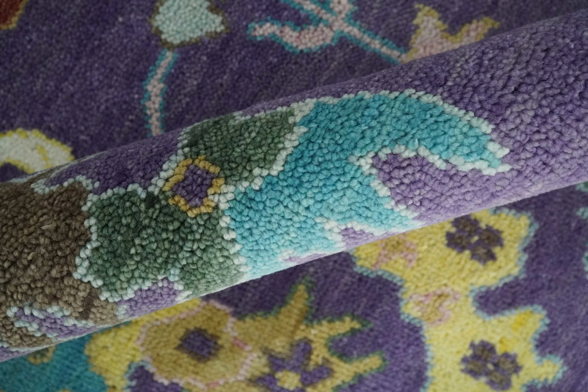 Modern Oushak 9x12 Hand Knotted Persian Purple and Blue Colorful Wool Area Rug | TRDCP850912 - Image 6