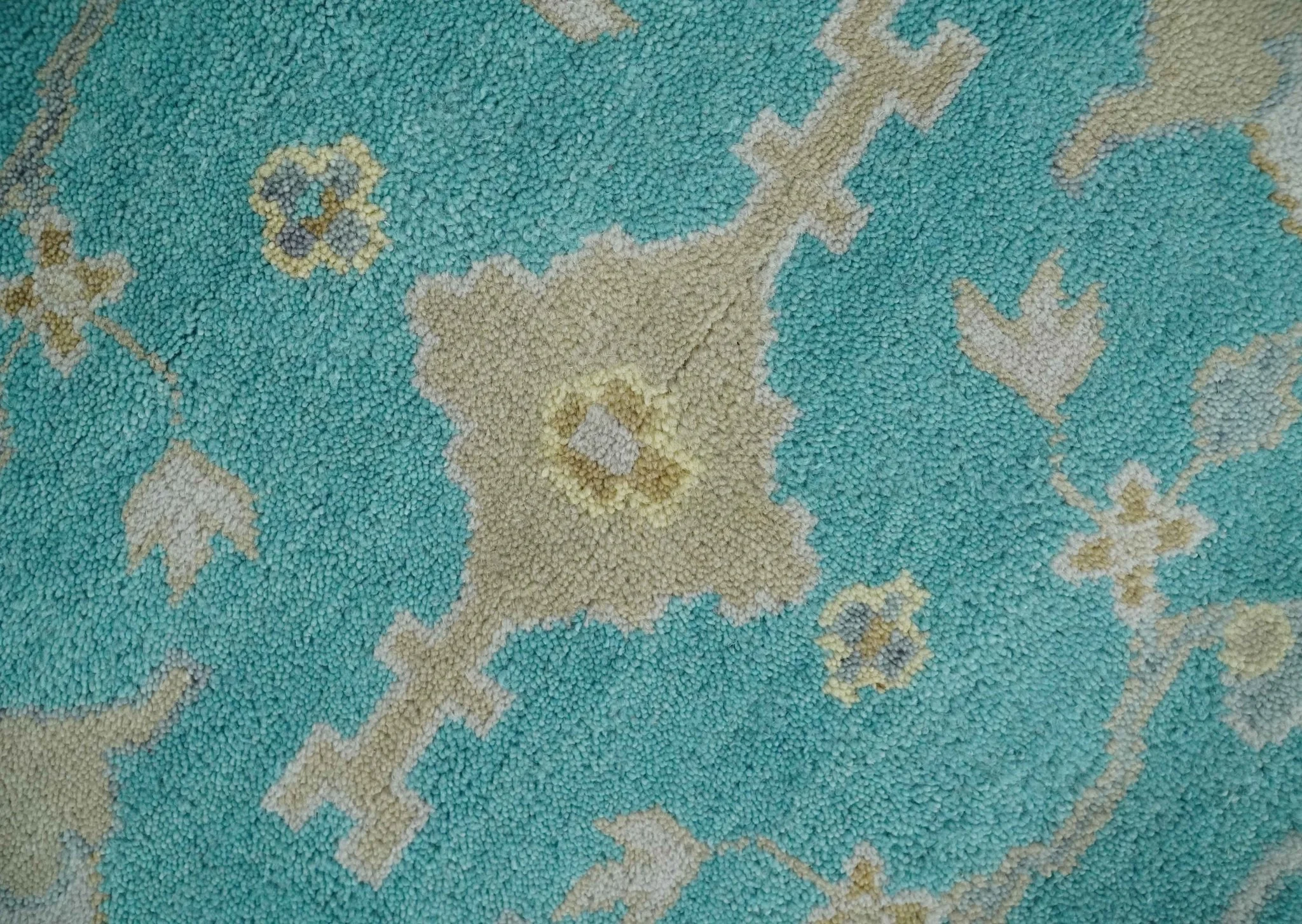 Modern Oushak Hand Knotted 8x10 Persian Blue and Silver Antique Wool Area Rug | TRDCP912810 - Image 4
