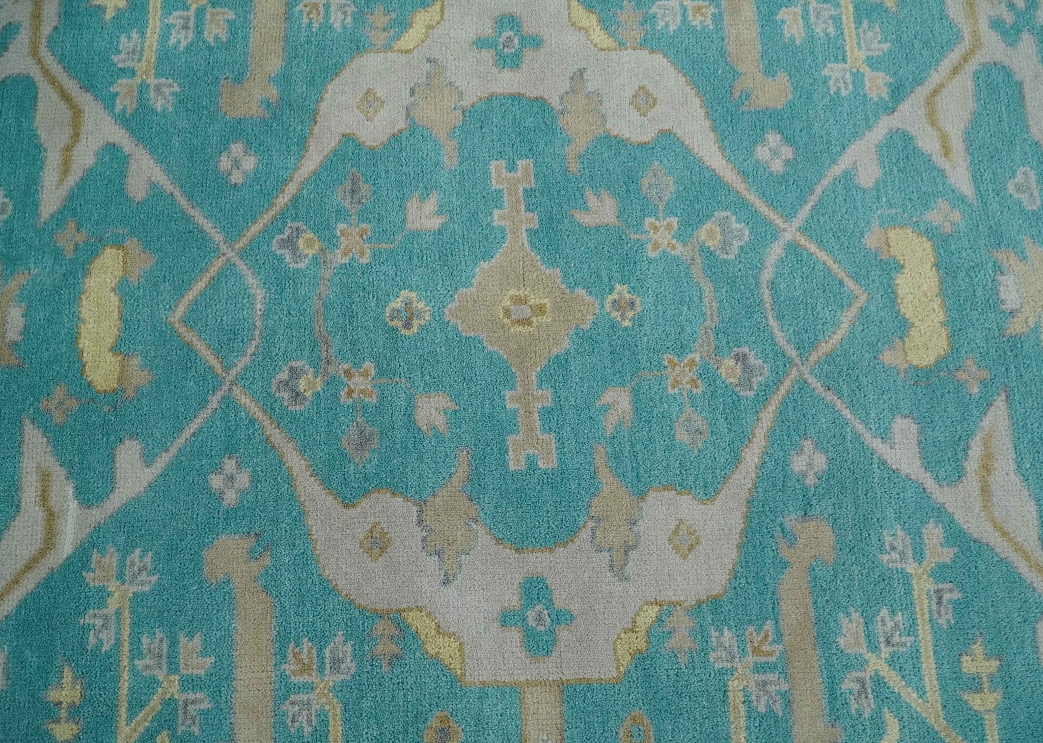 Modern Oushak Hand Knotted 8x10 Persian Blue and Silver Antique Wool Area Rug | TRDCP912810 - Image 9