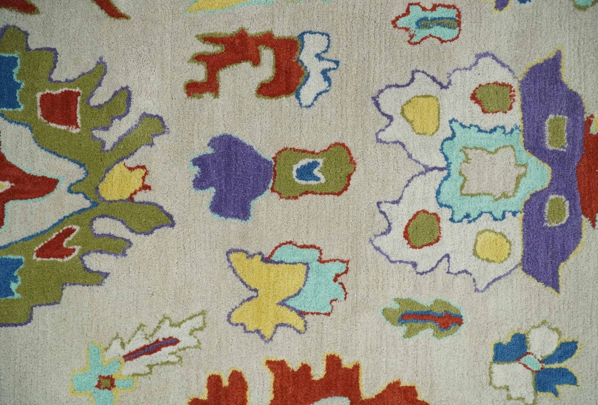 Modern Oushak Rug Hand Tufted Ivory and Blue Colorful Rug, Kids, Living Room and Bedroom Rug - Image 10