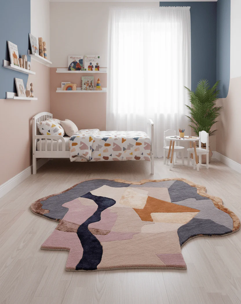 Modern Patch Mosaic Multicolor Hand Tufted 6x6 Wool Rug - Image 2